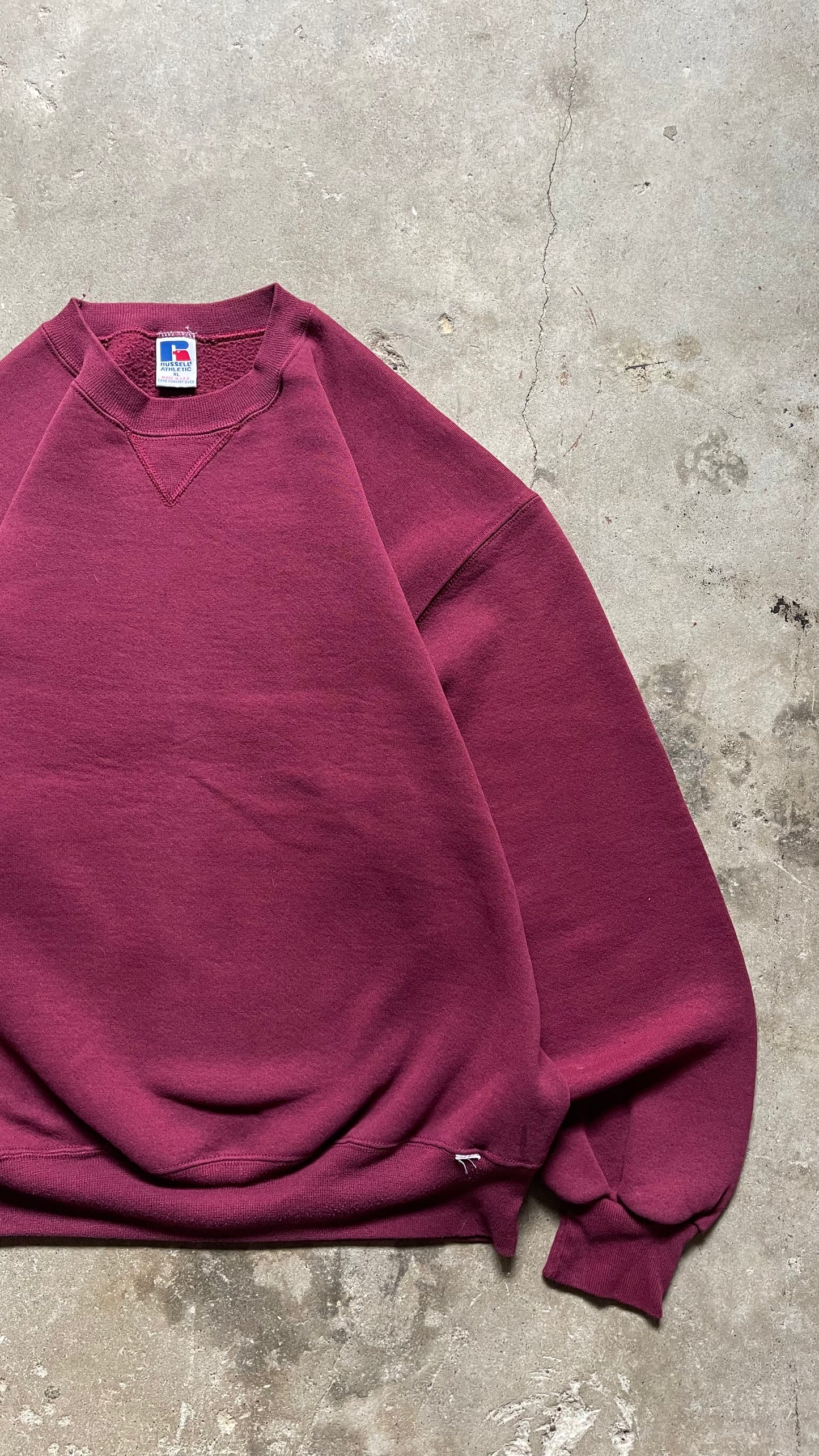 1990S RUSSELL ATHLETICS BURGUNDY CREW - XL