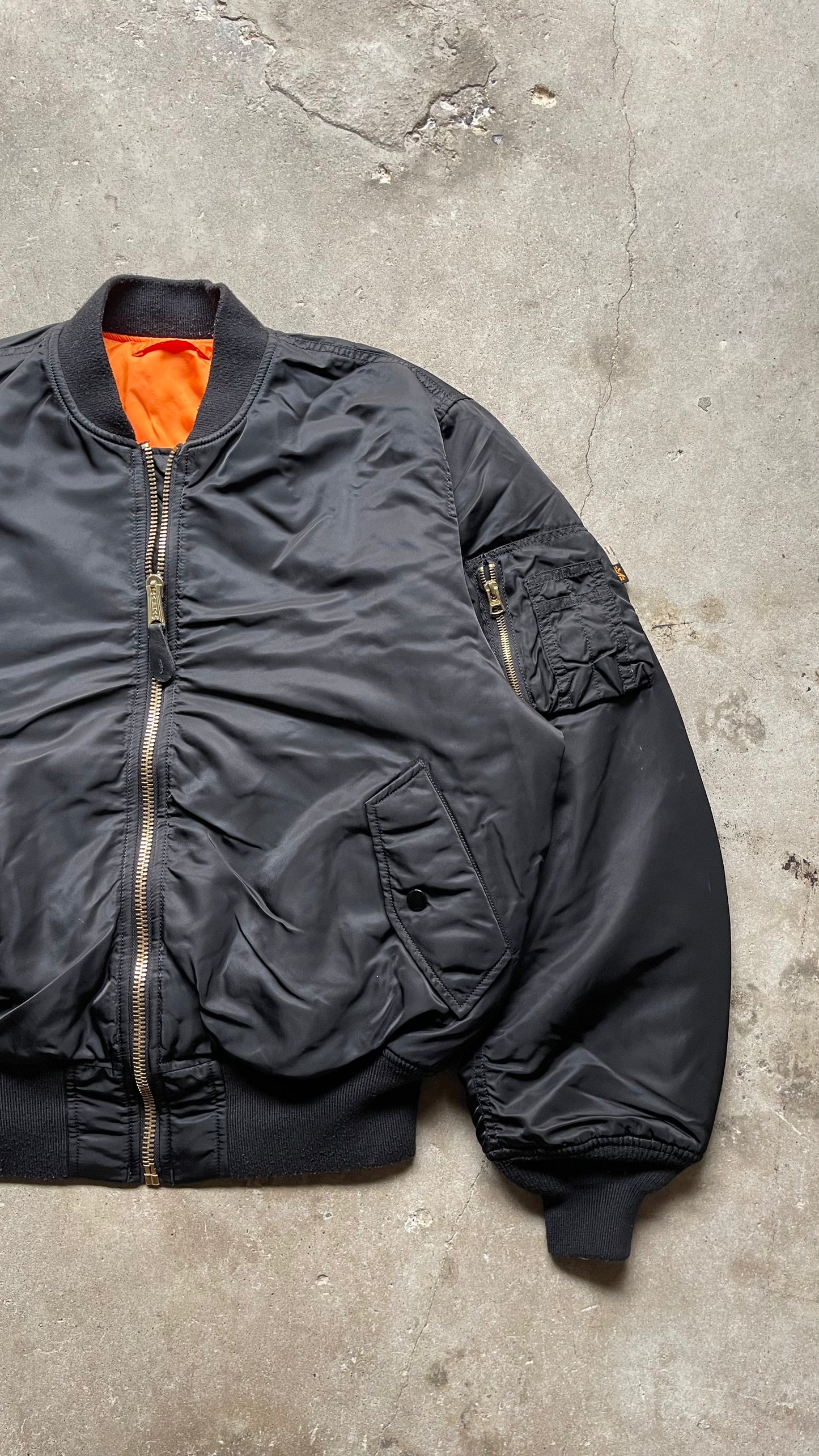 1990S ALPHA INDUSTRIES BOMBER FLIGHT REVERSIBLE JACKET - L