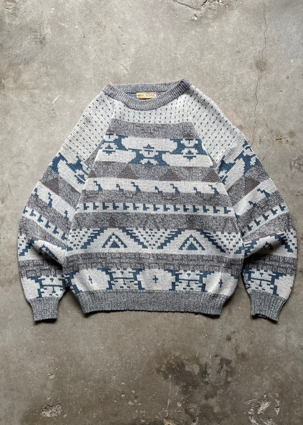 1990S PATTERENED SWEATER - L