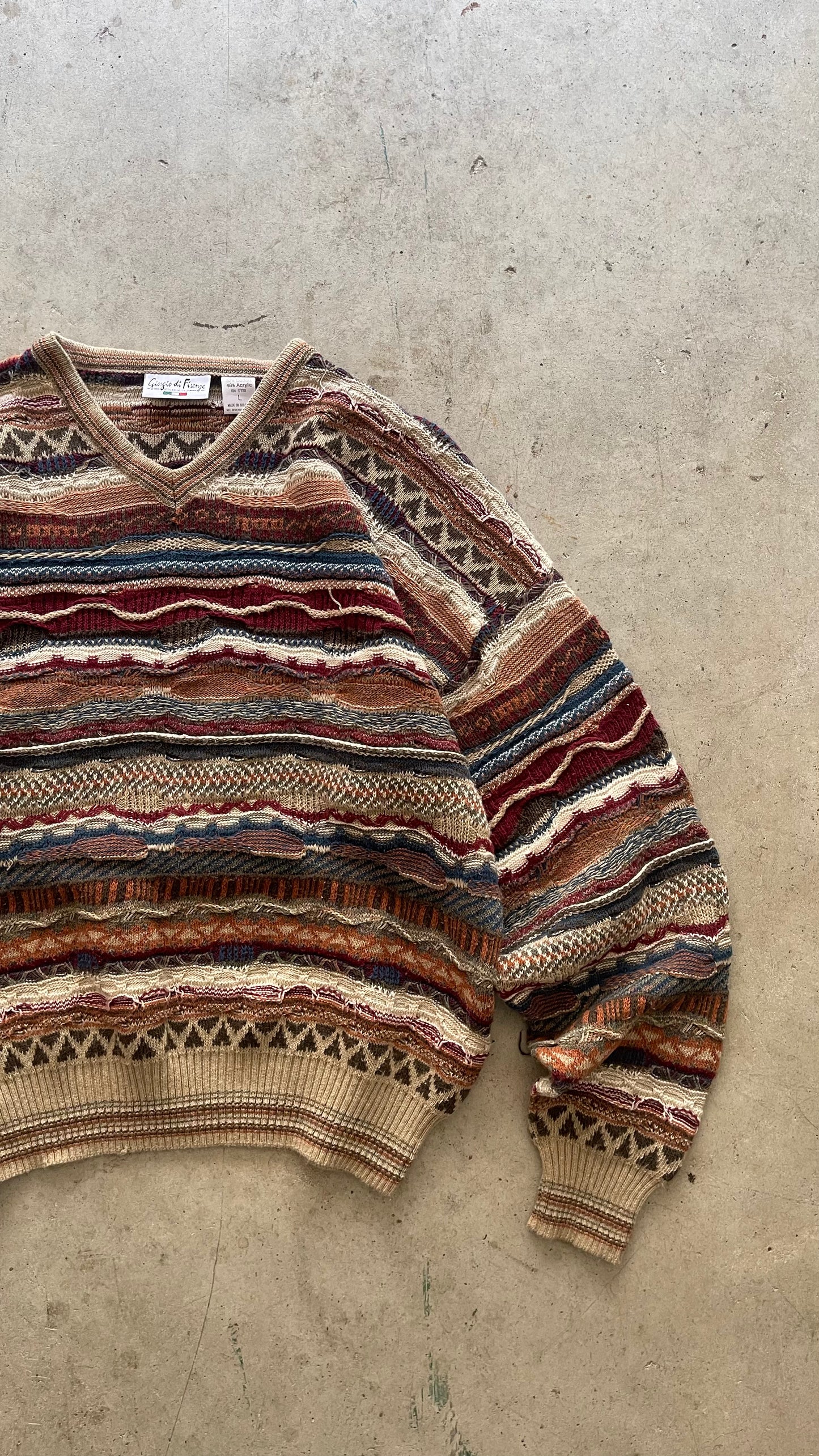 1990S STRIPE PATTERNED SWEATER BROWN - L