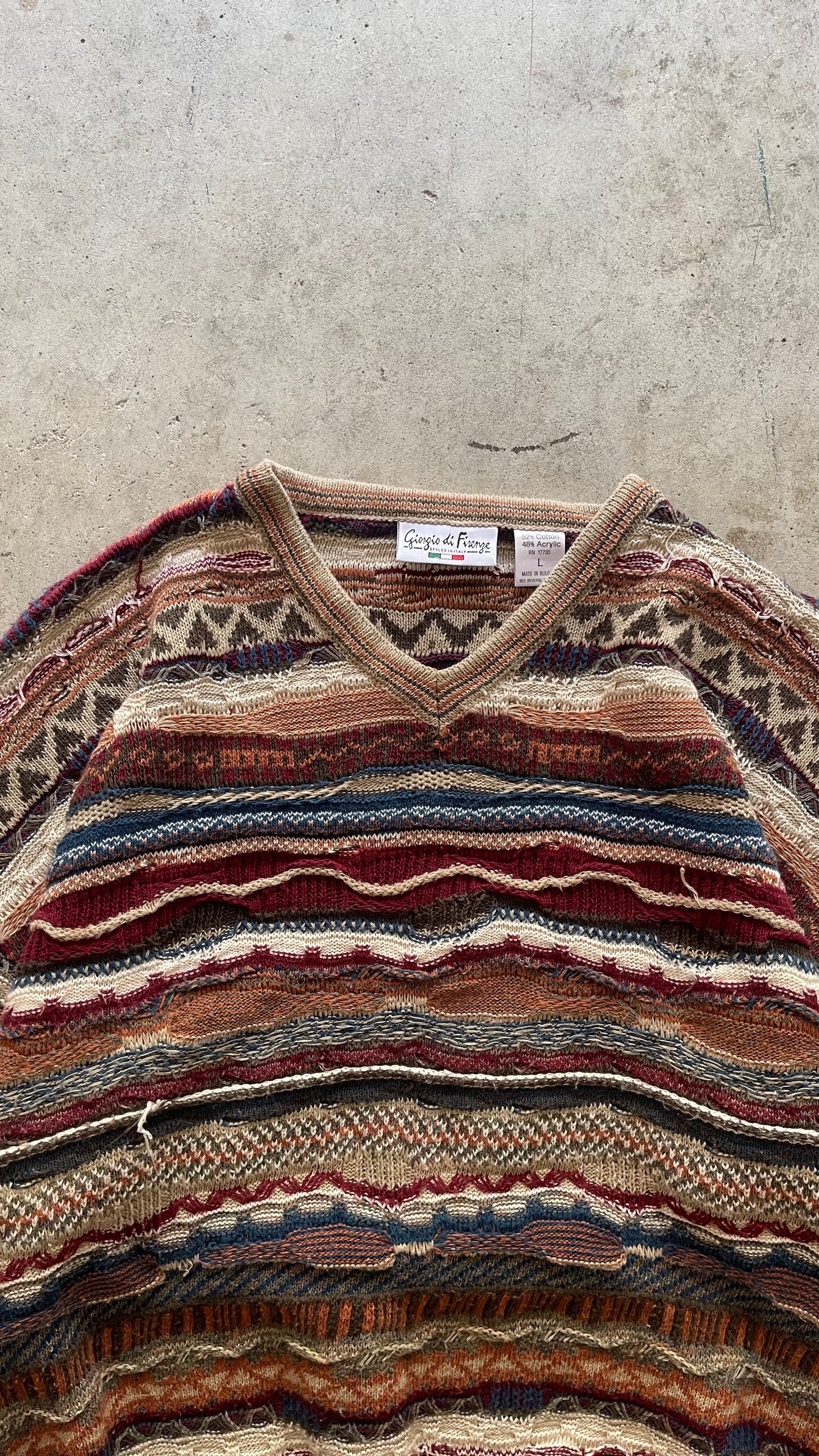 1990S STRIPE PATTERNED SWEATER BROWN - L