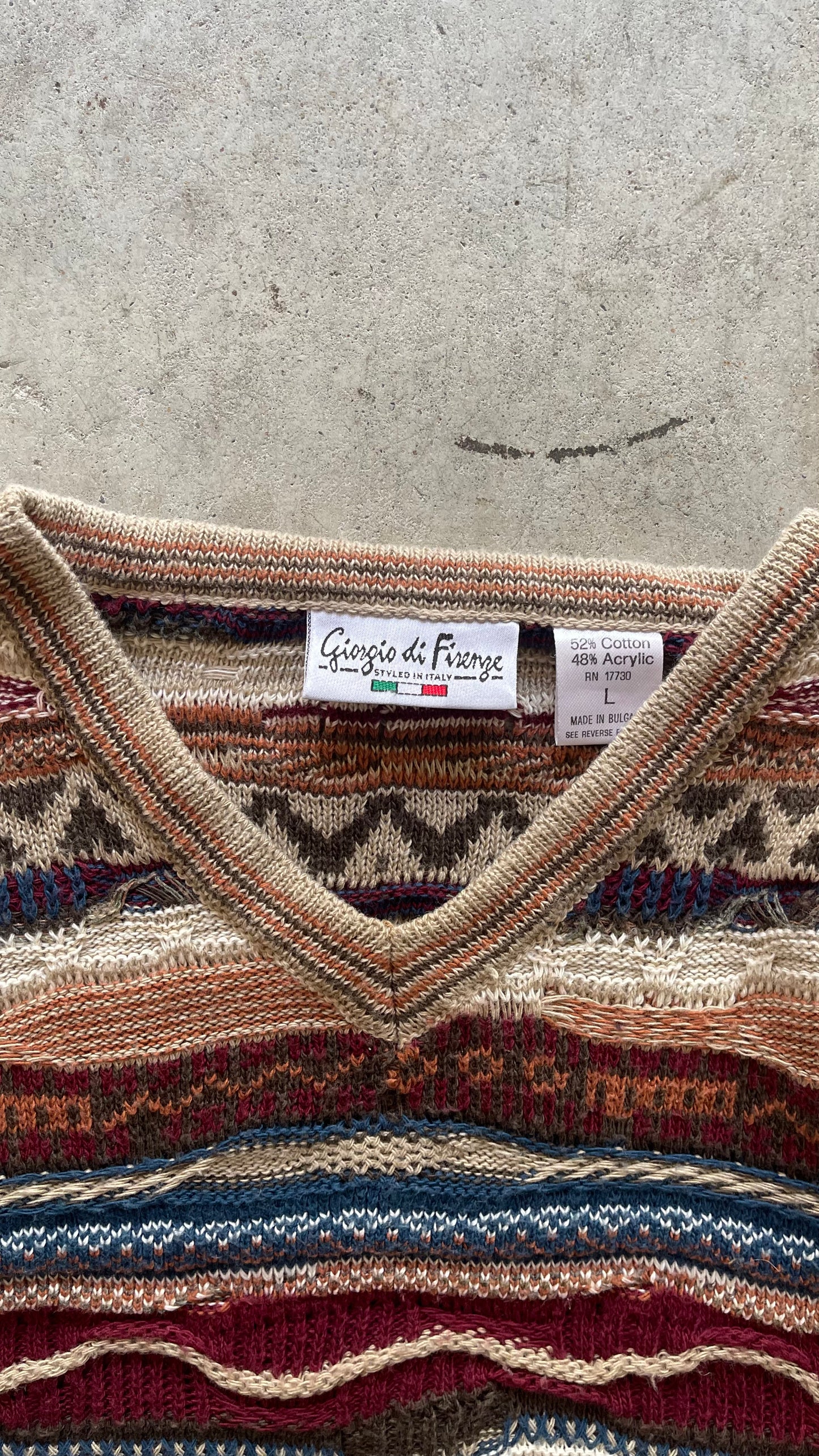 1990S STRIPE PATTERNED SWEATER BROWN - L