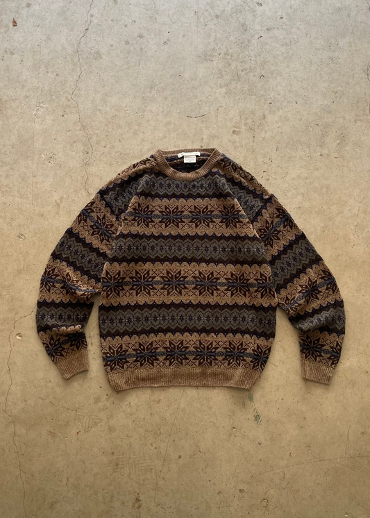 1990SS PATTERNED SWEATER BROWN - M