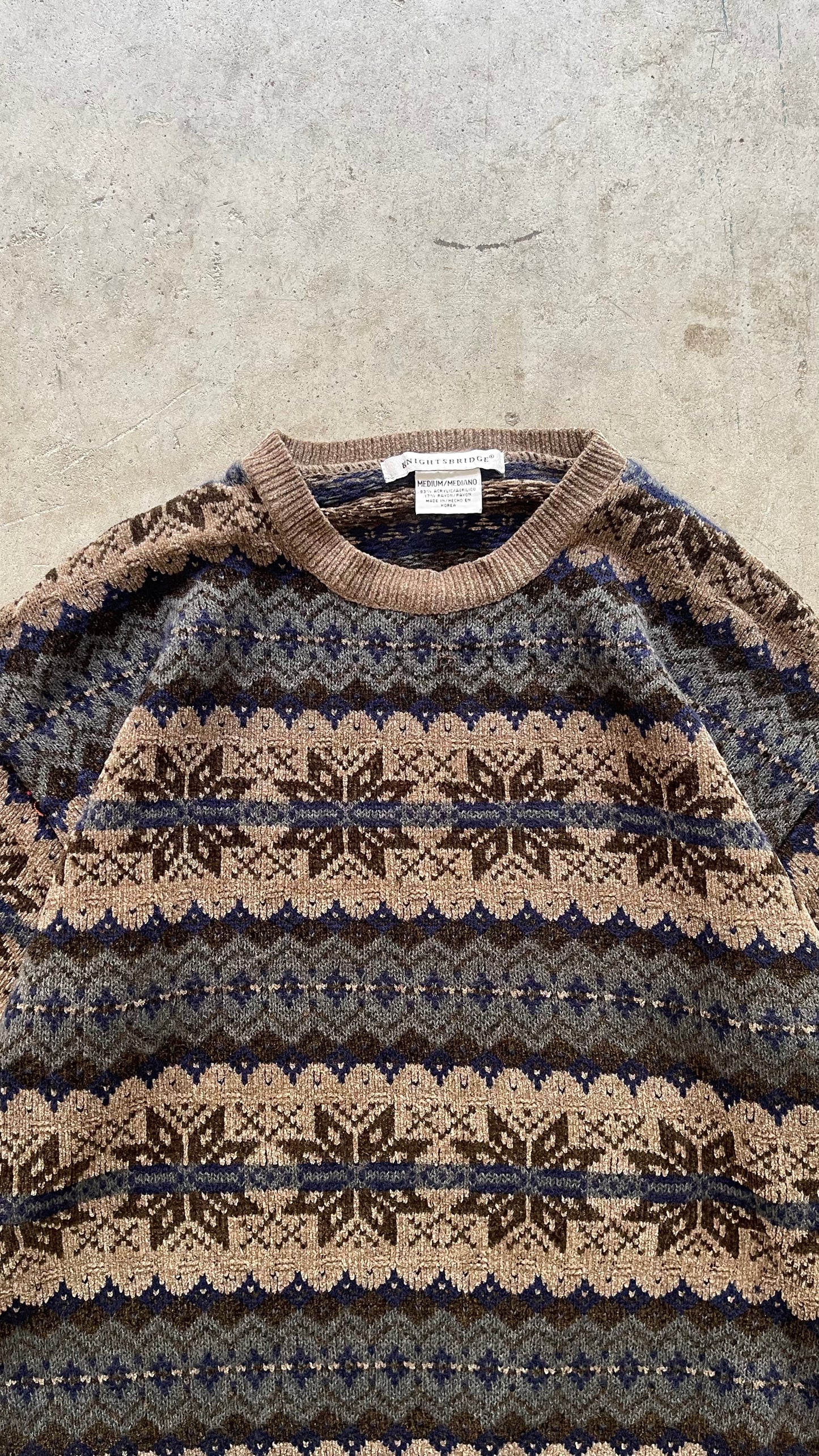 1990SS PATTERNED SWEATER BROWN - M