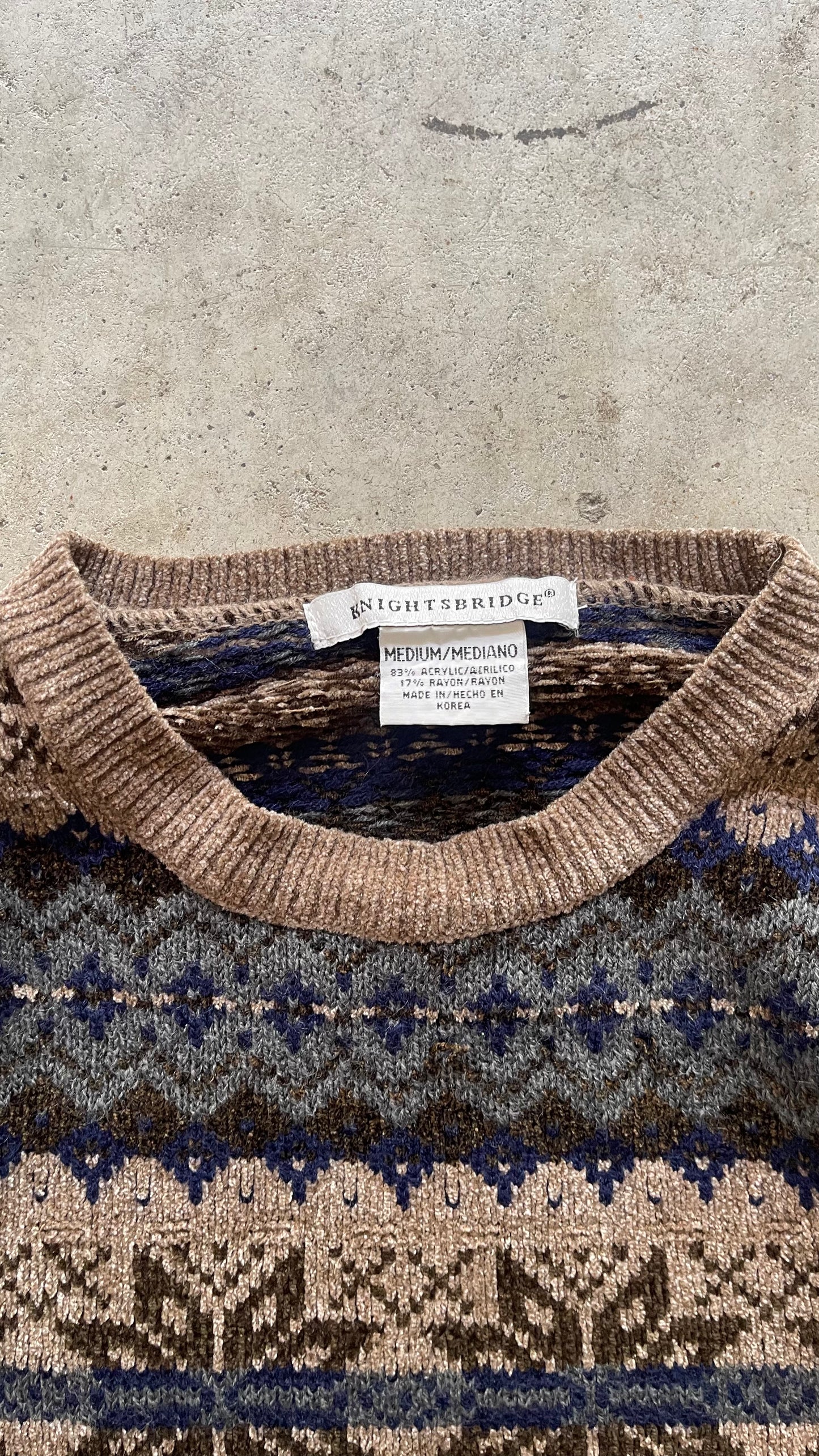 1990SS PATTERNED SWEATER BROWN - M