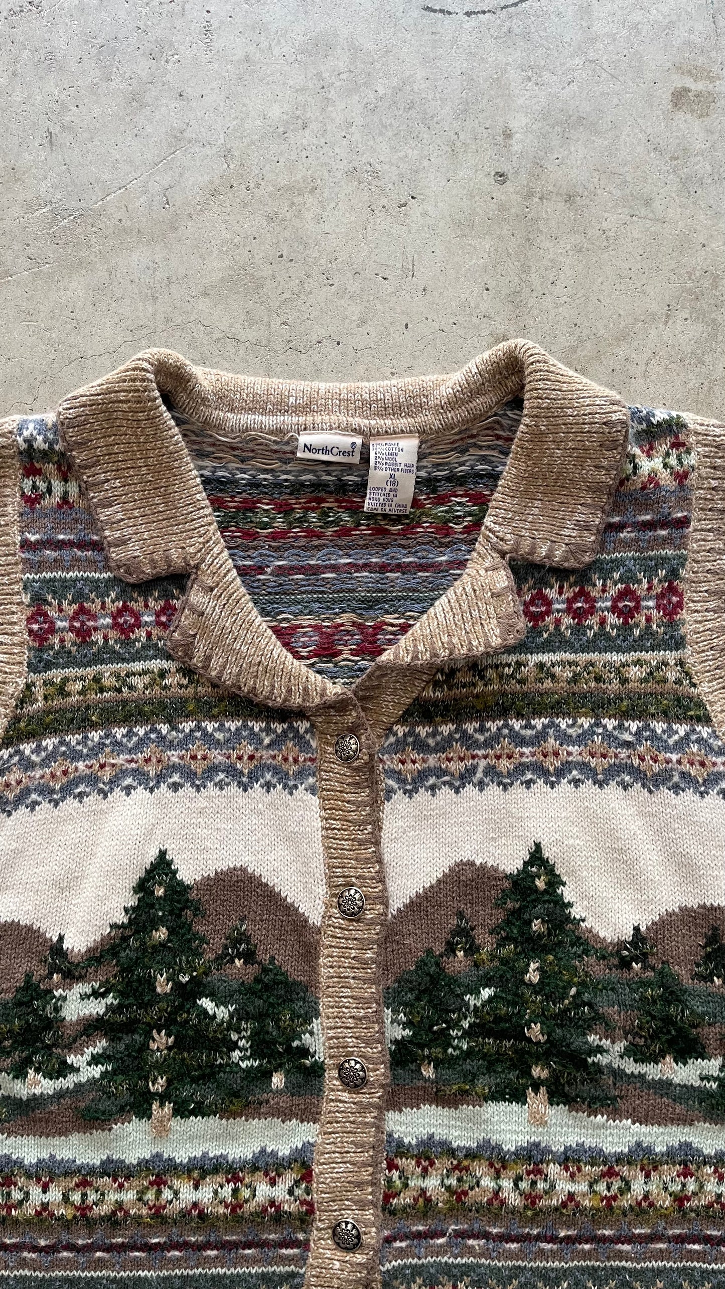1990S WOOL PATTERNED VEST - XL