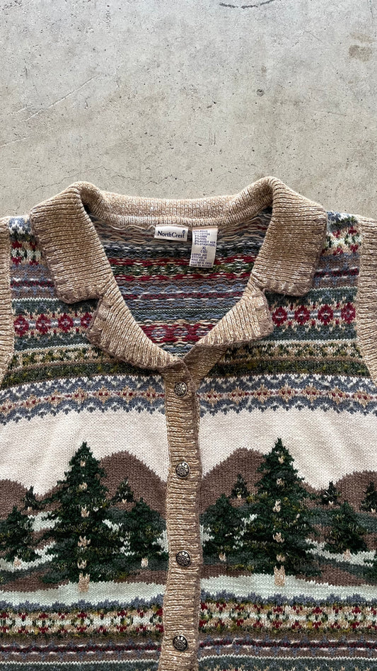 1990S WOOL PATTERNED VEST - XL