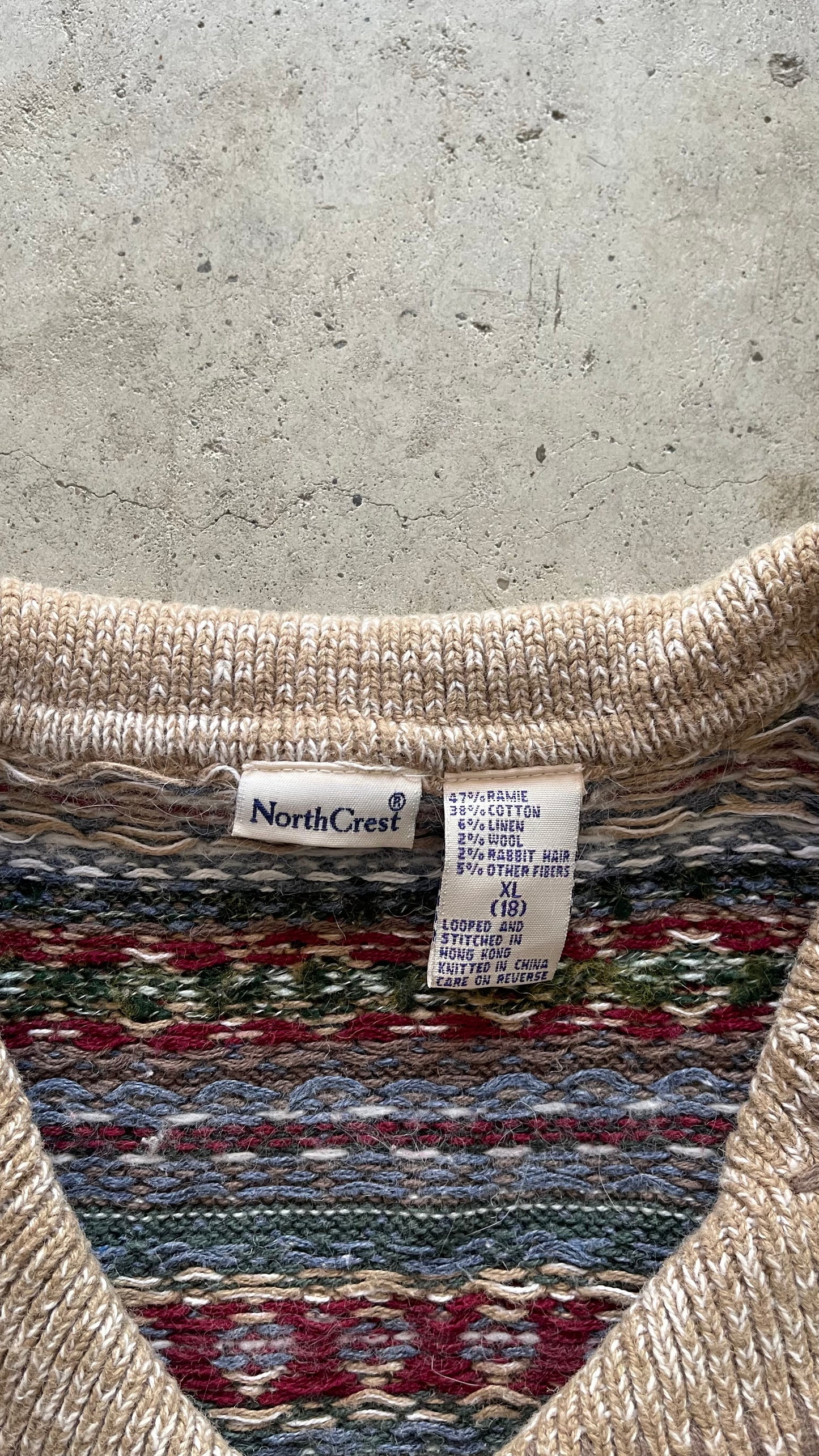1990S WOOL PATTERNED VEST - XL