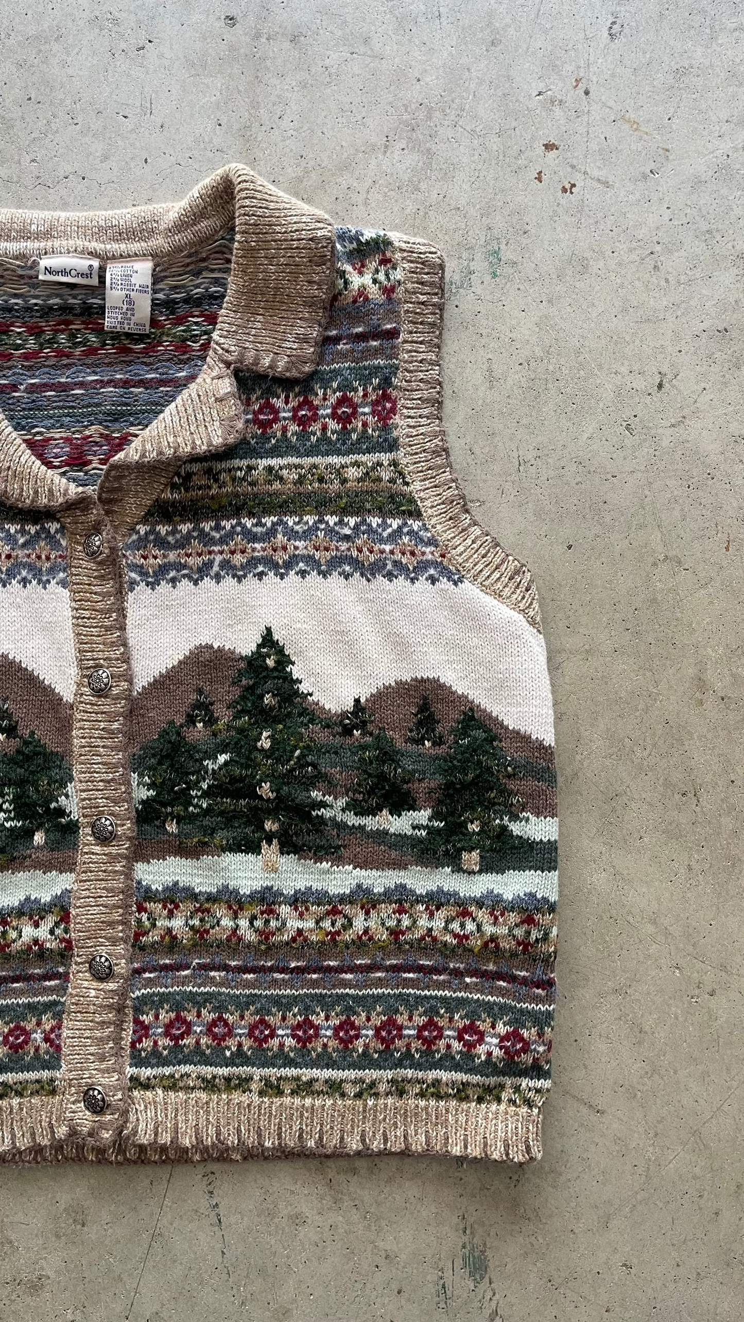 1990S WOOL PATTERNED VEST - XL