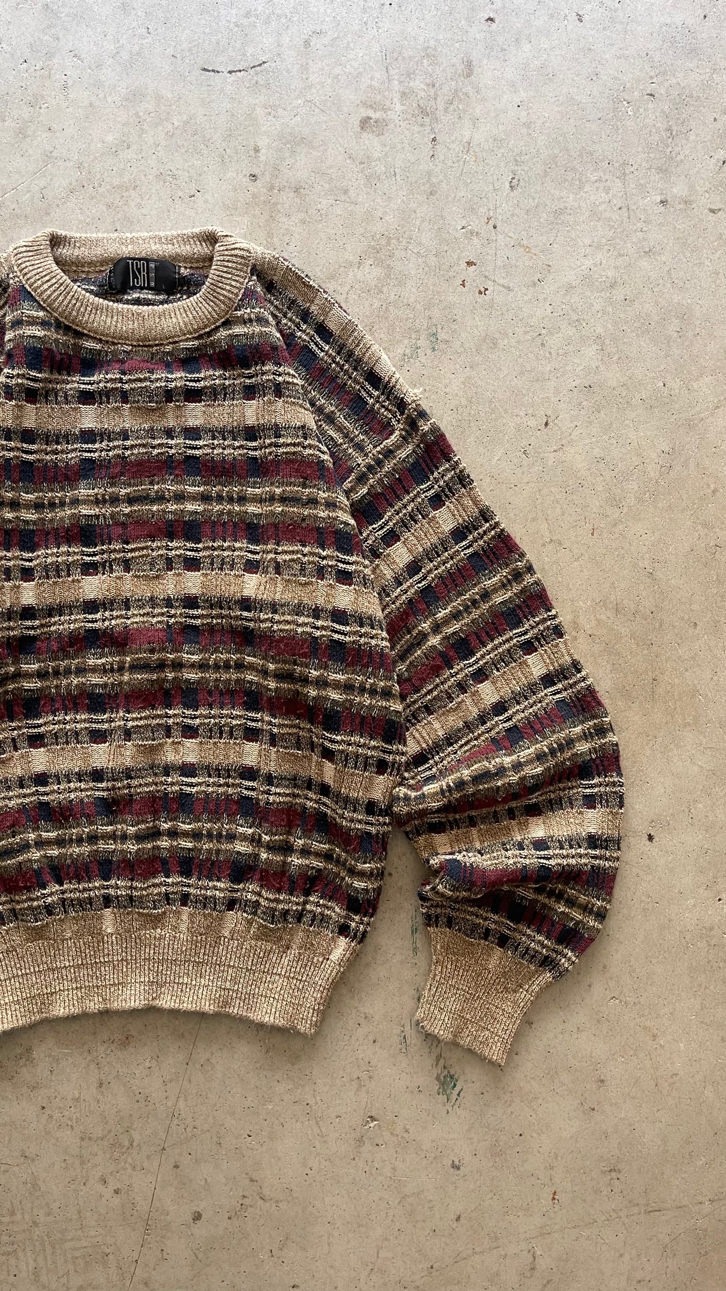 1990S 3D PATTERNED SWEATER BROWN - L