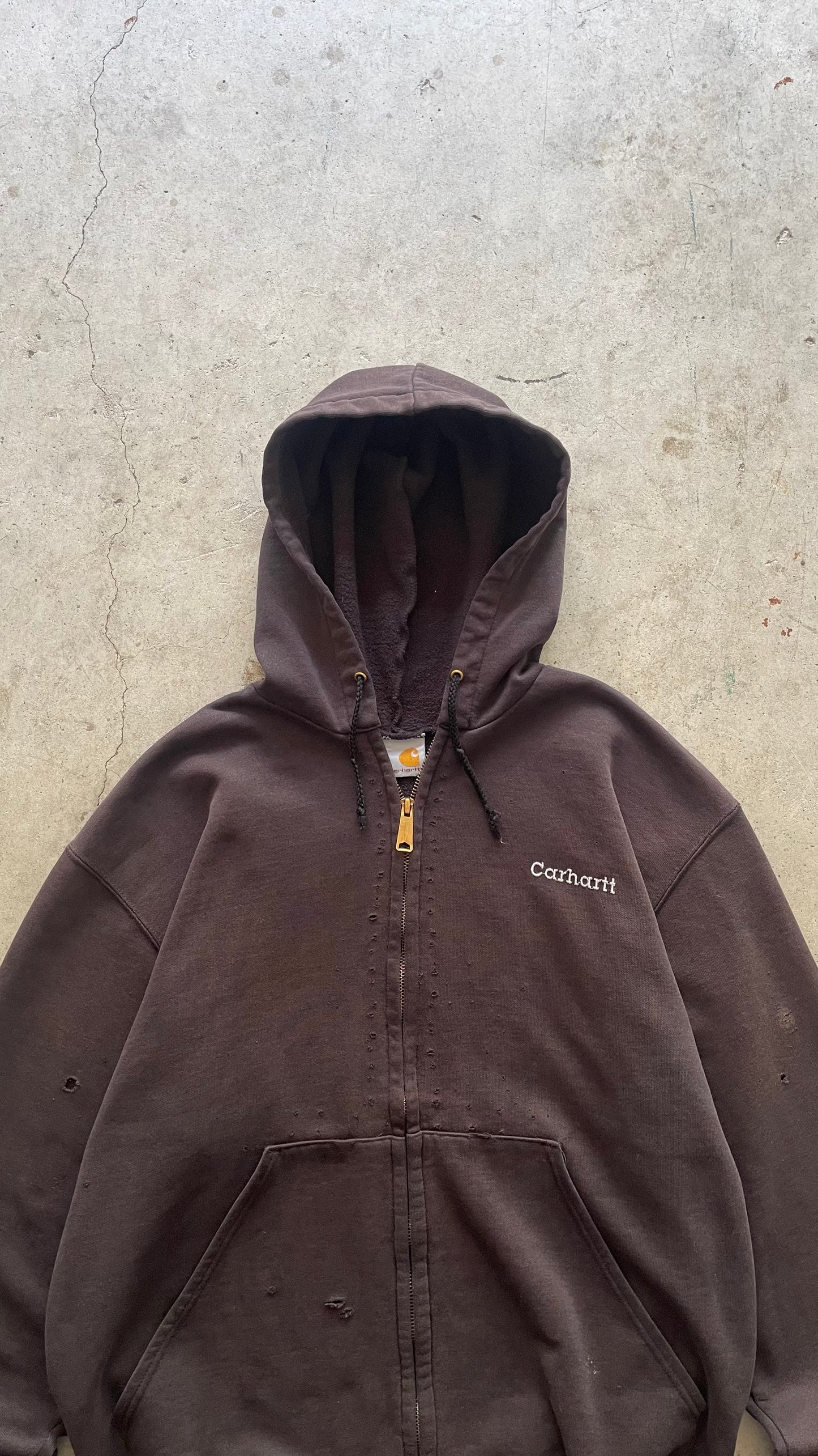 1990S FADED CARHARTT ZIP UP HOODIE BLACK - L