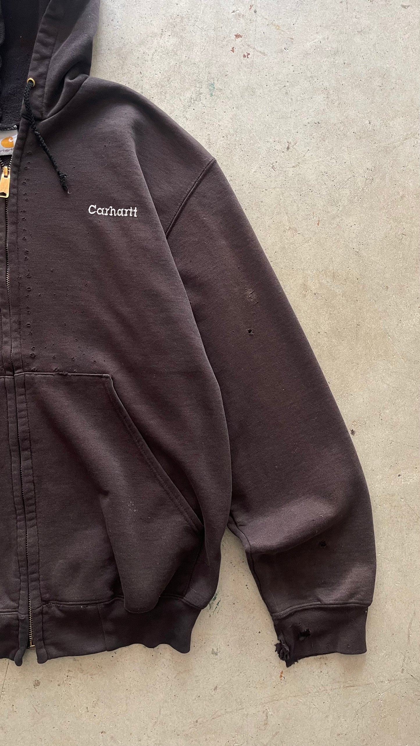 1990S FADED CARHARTT ZIP UP HOODIE BLACK - L