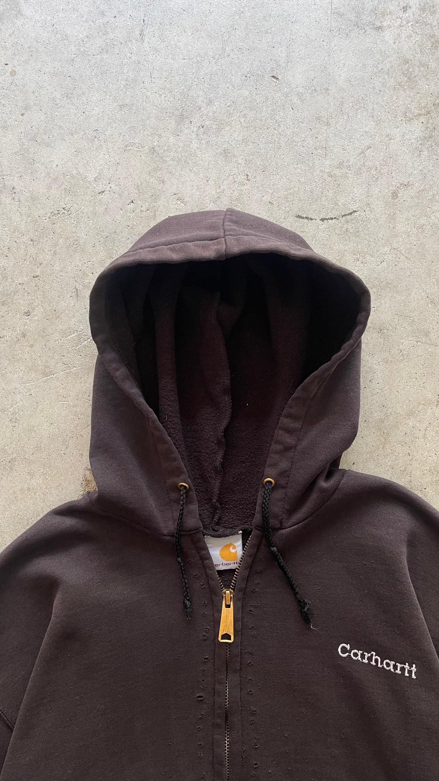 1990S FADED CARHARTT ZIP UP HOODIE BLACK - L