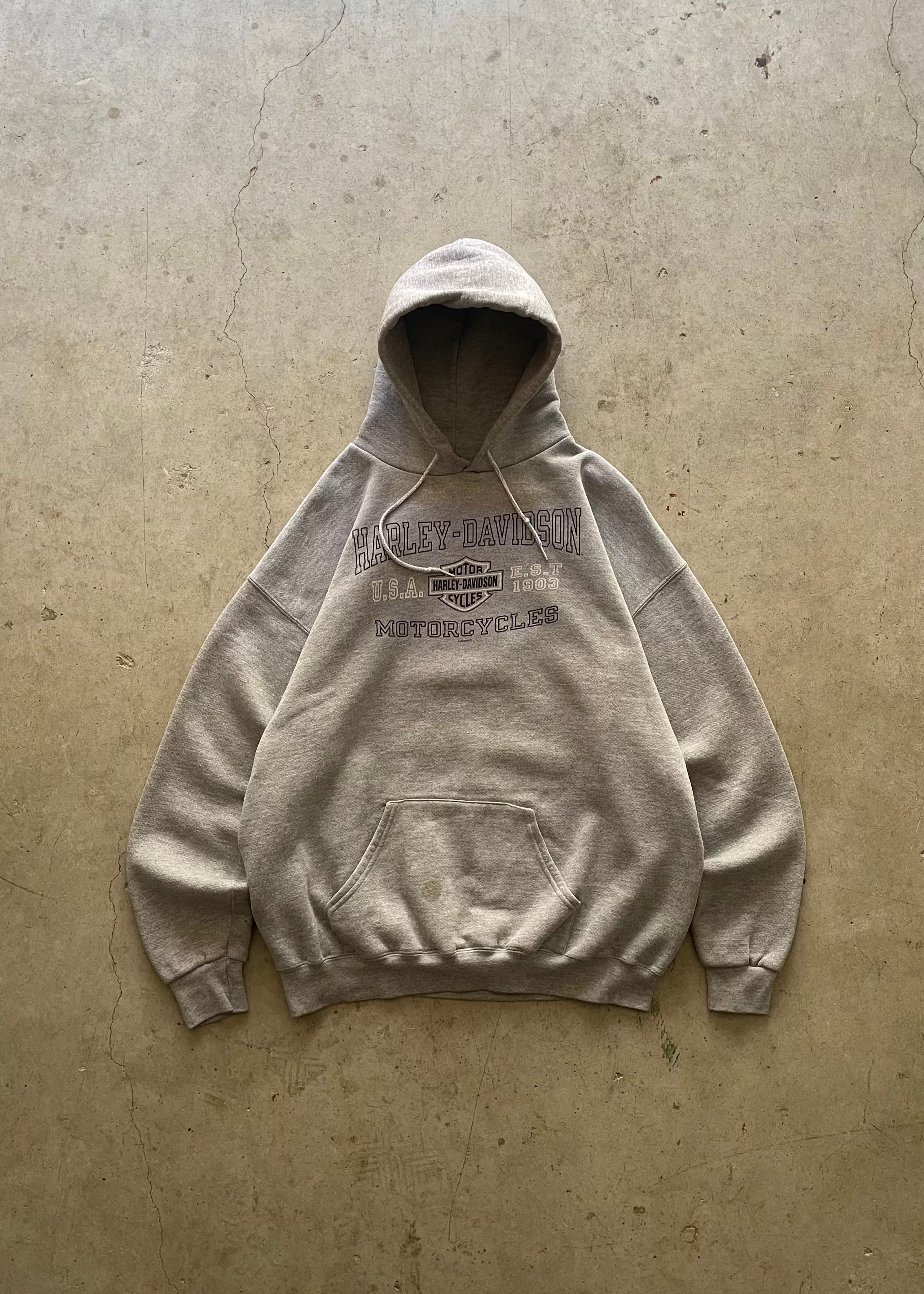 2000S HARLEY DAVIDSON HOODIE GREY - XL