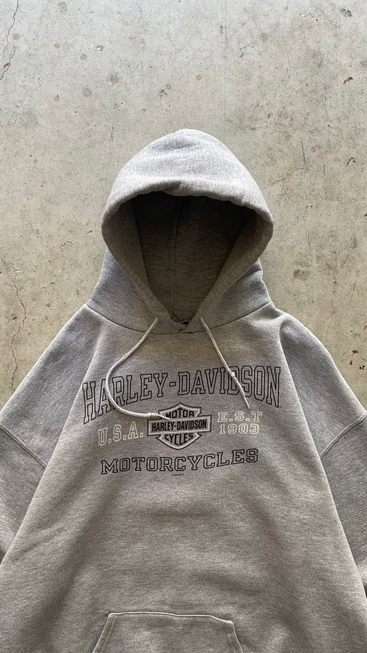 2000S HARLEY DAVIDSON HOODIE GREY - XL