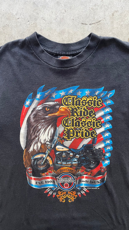 1990S "HARLEY DAVIDSON" BLACK TEE - L