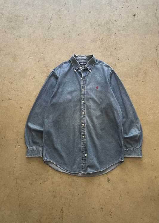 1990S "POLO RAPLH LAUREN" DENIM BUTTON UP - L