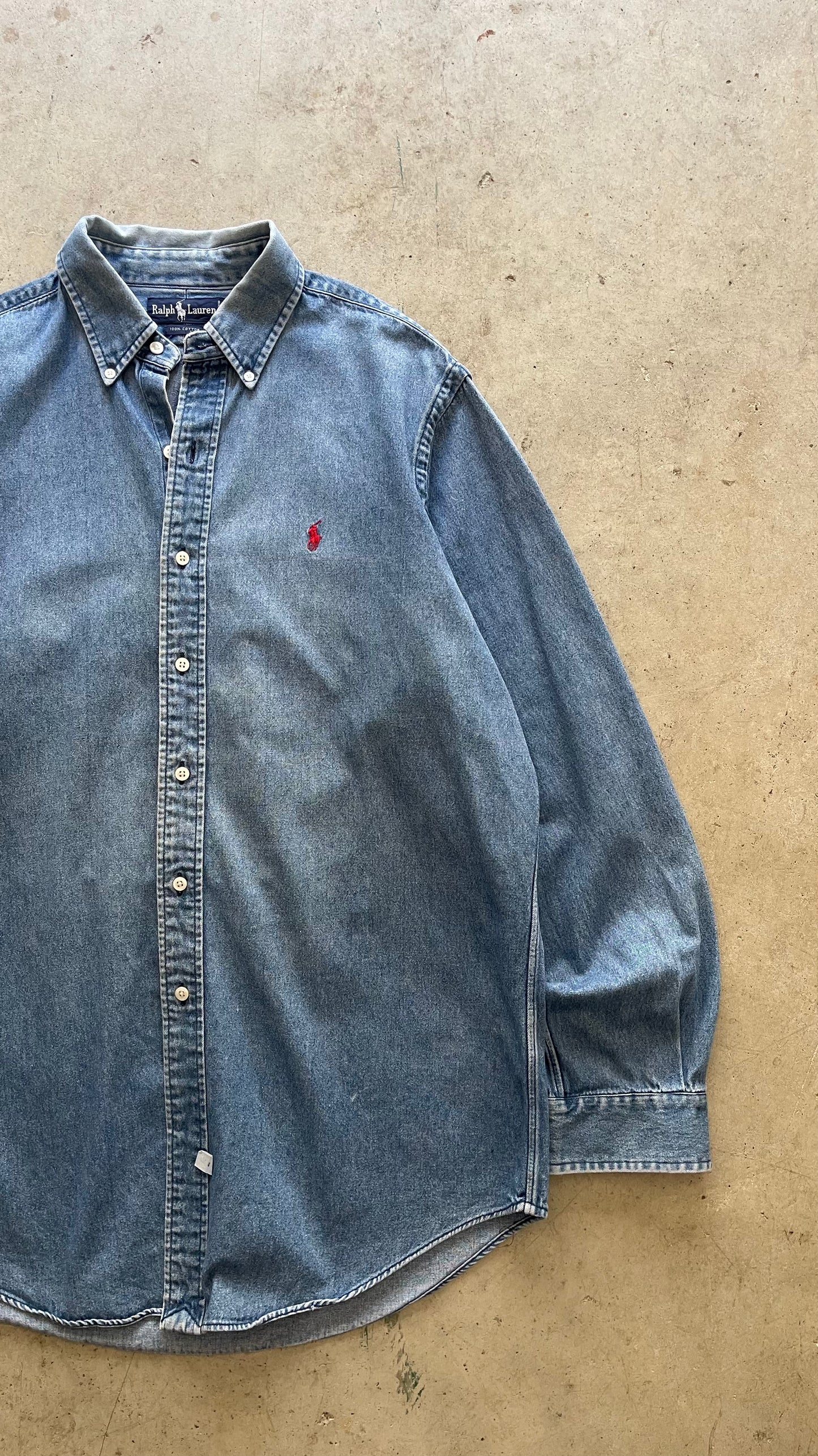 1990S "POLO RAPLH LAUREN" DENIM BUTTON UP - L