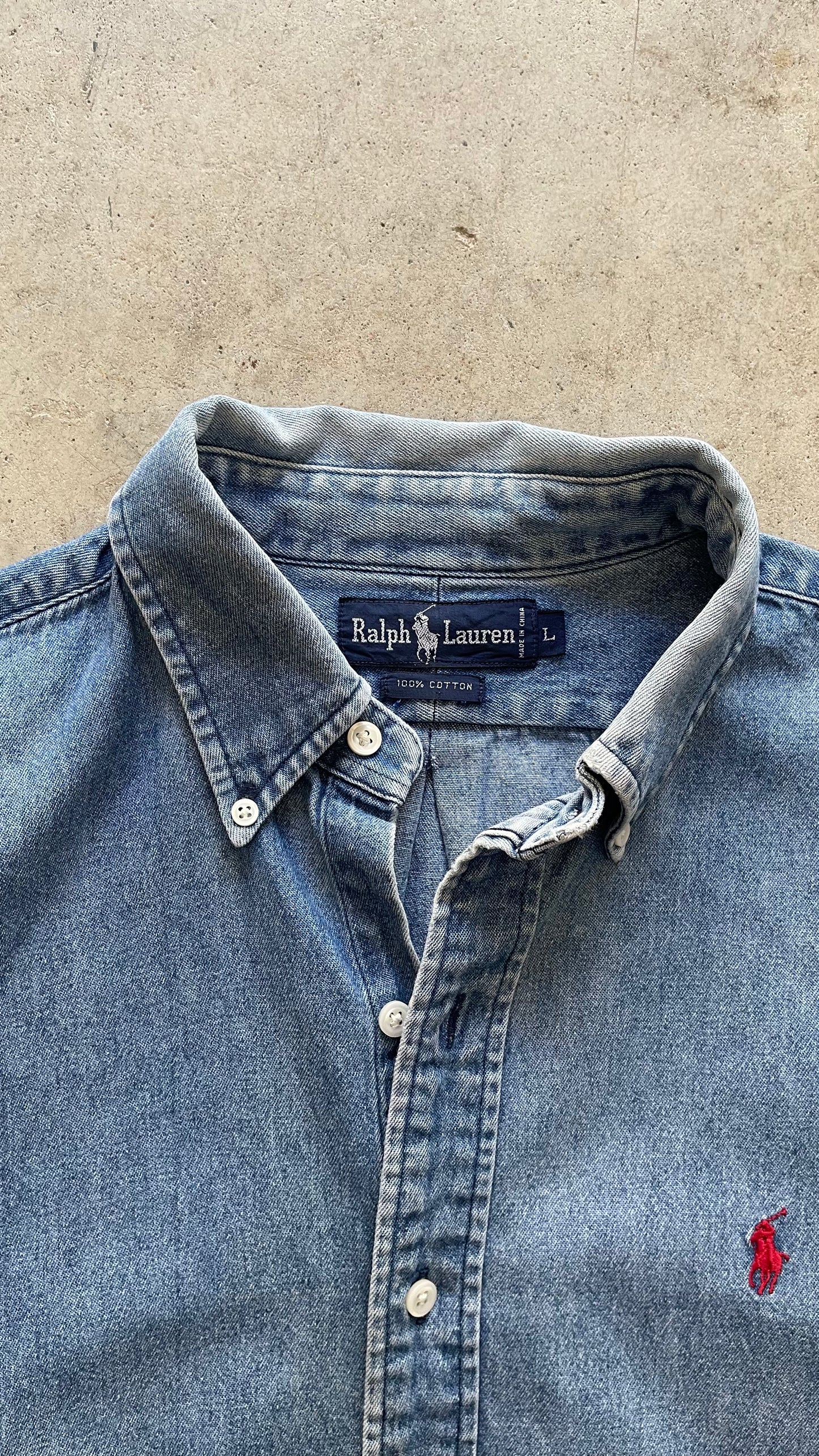 1990S "POLO RAPLH LAUREN" DENIM BUTTON UP - L