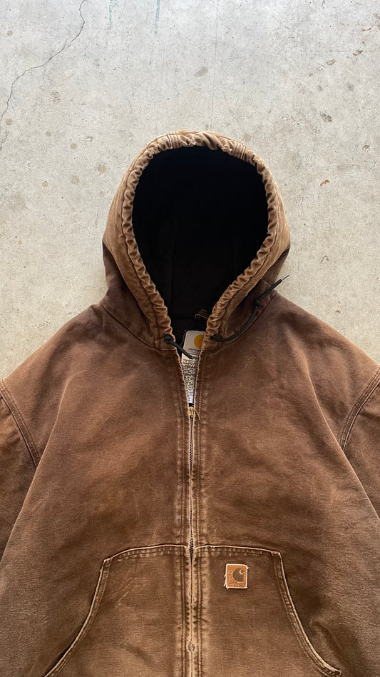 1990S CARRHARTT ZIP UP JACKET BROWN - 2XL
