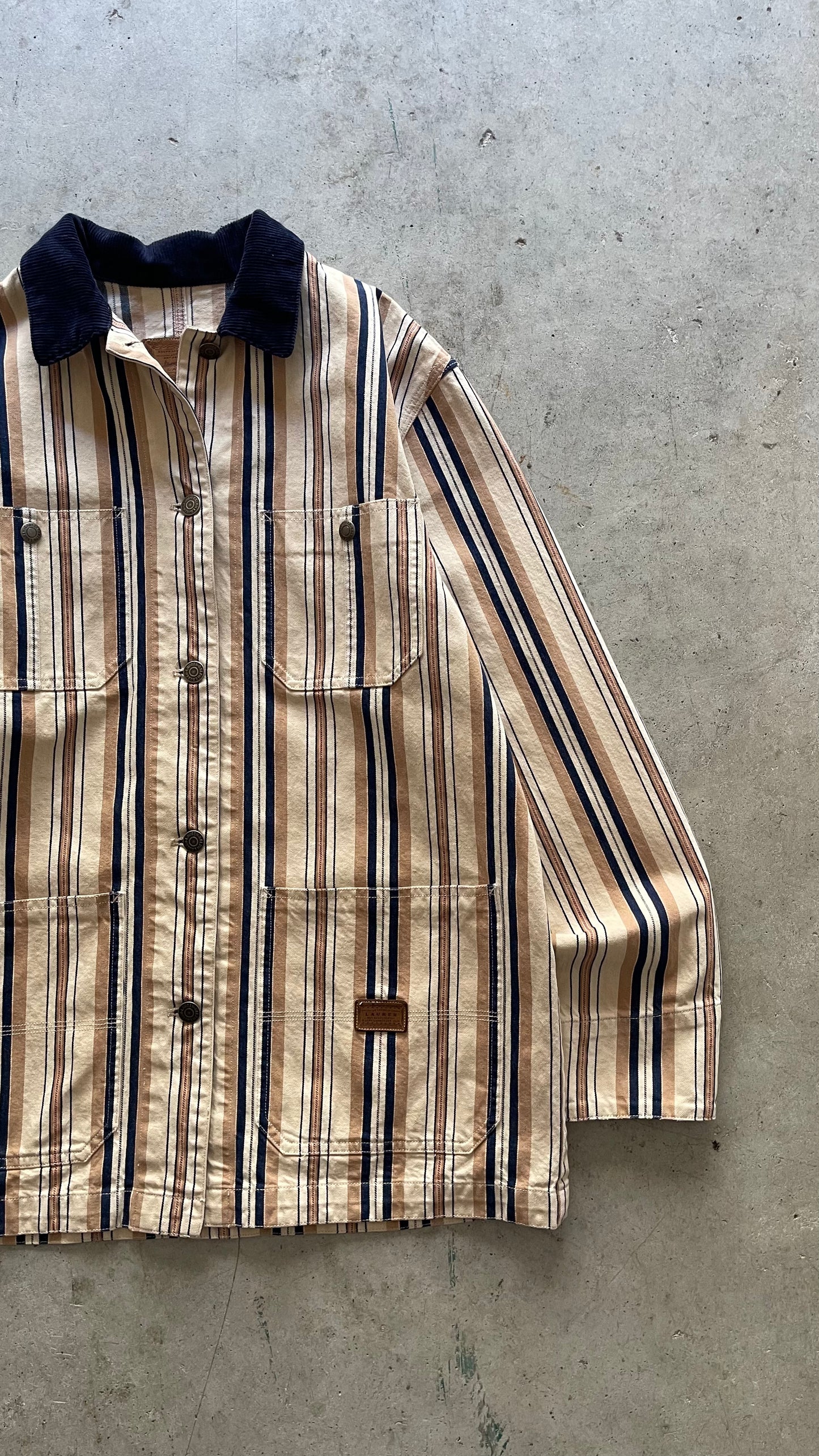2000S RALPH LAUREN STRIPE CHORE JACKET - S