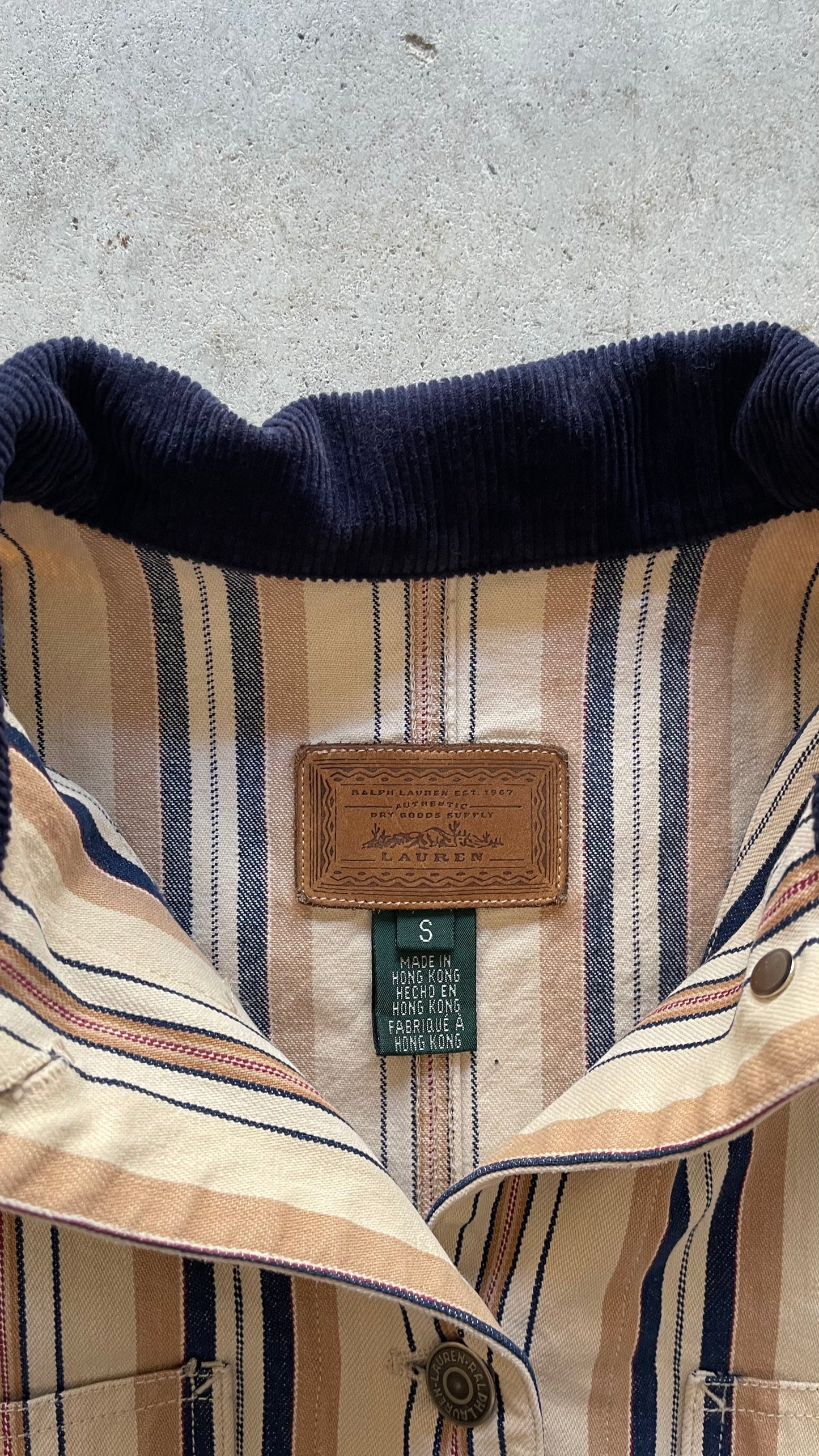 2000S RALPH LAUREN STRIPE CHORE JACKET - S