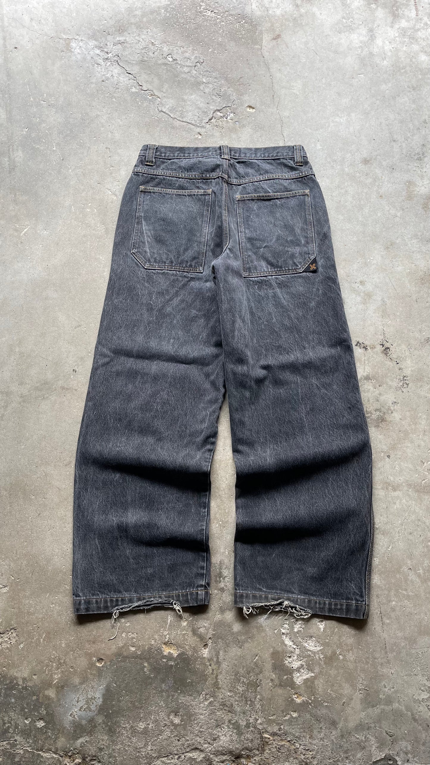 2000s Y2K FADED BLACK BAGGY DENIM JEANS - 32X33