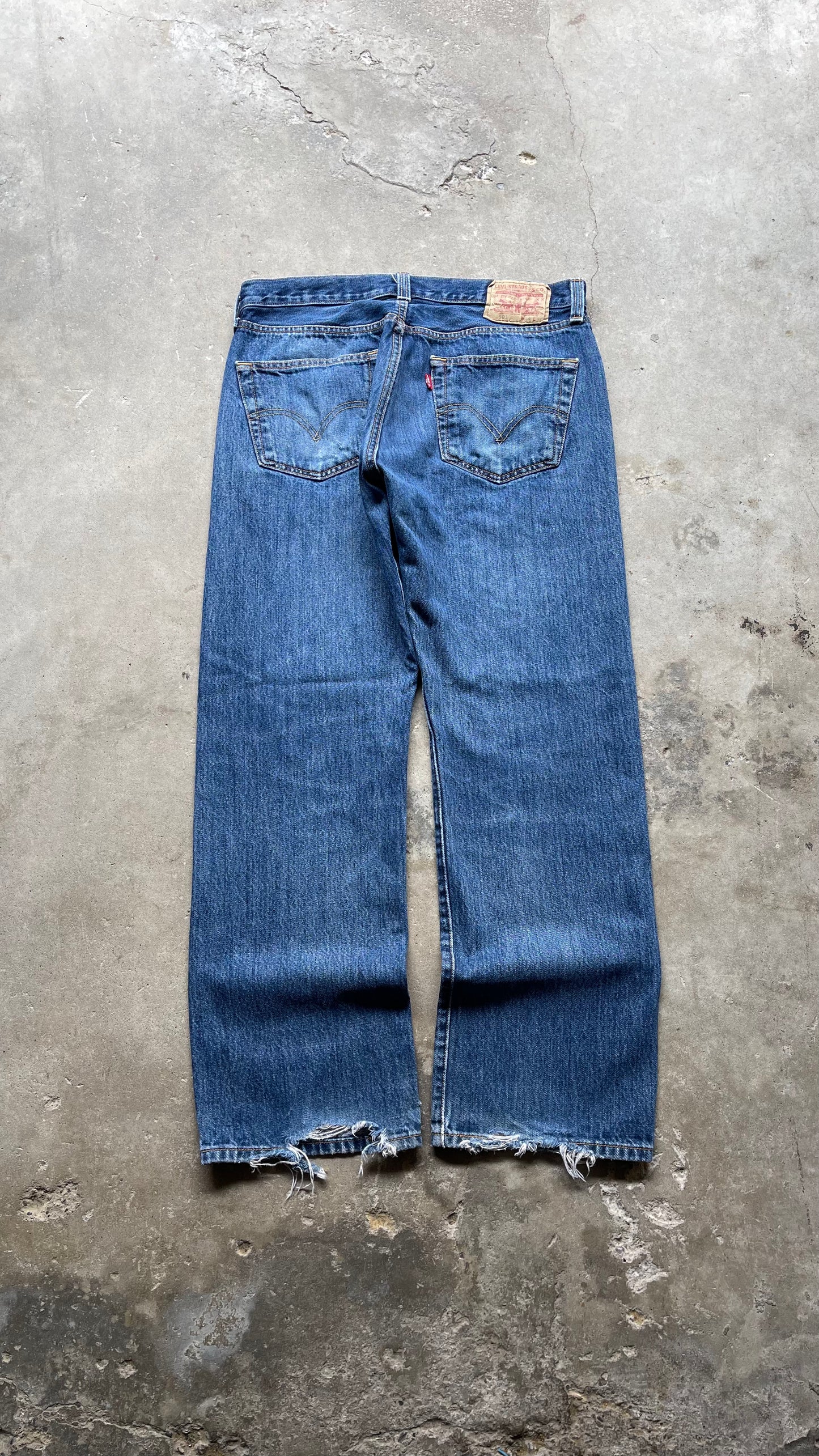 2000S LEVIS 501 FADED DENIM JEANS - 34X30