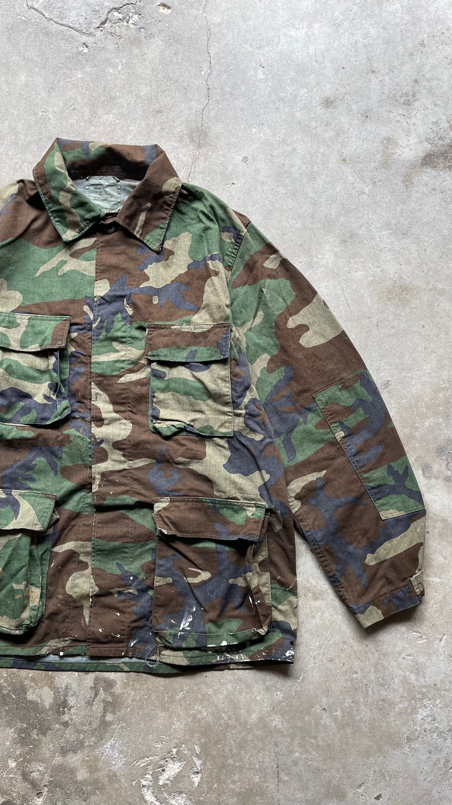 1990S MILITARY CHORE CAMO JACKET - L