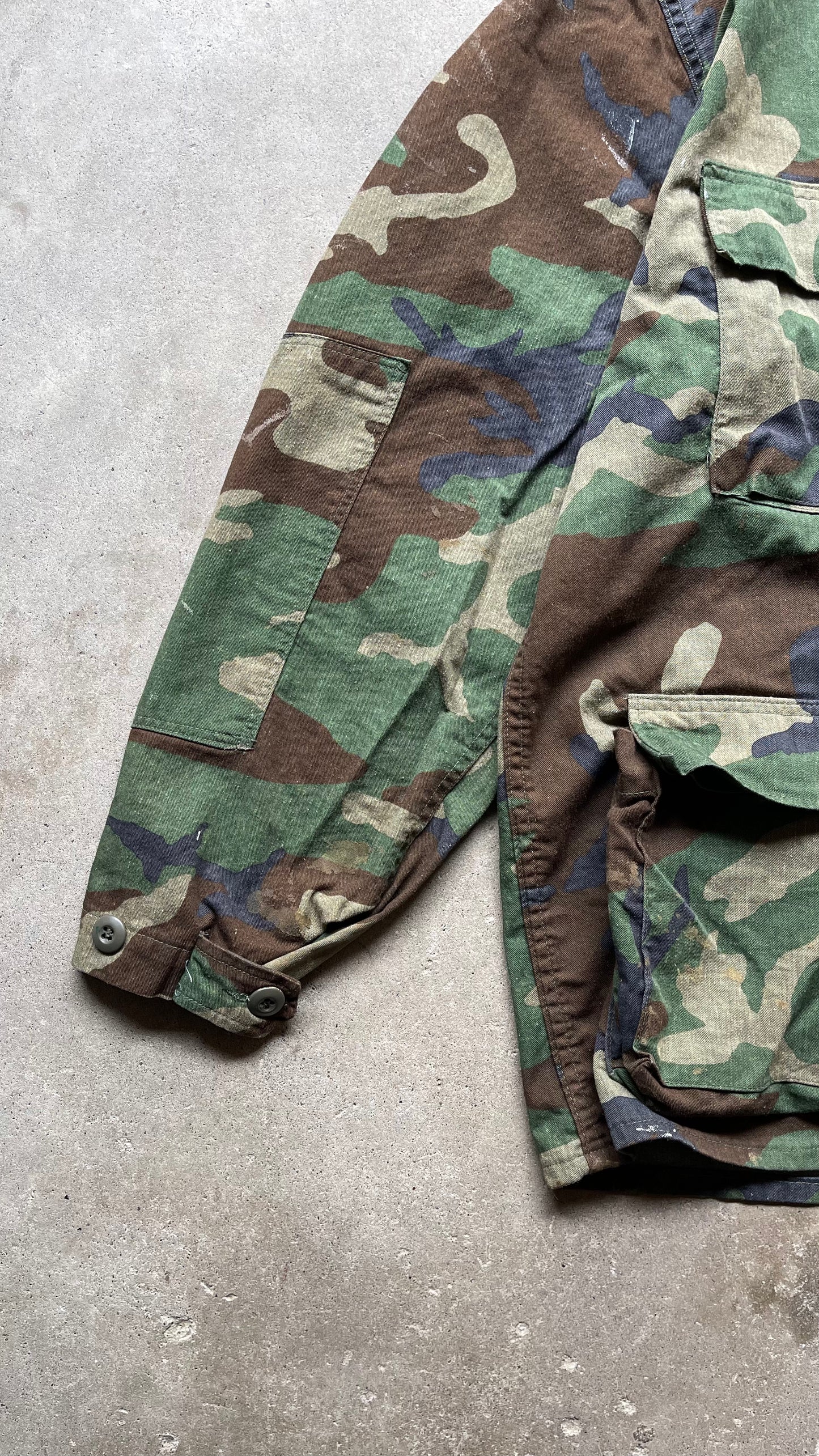 1990S MILITARY CHORE CAMO JACKET - L