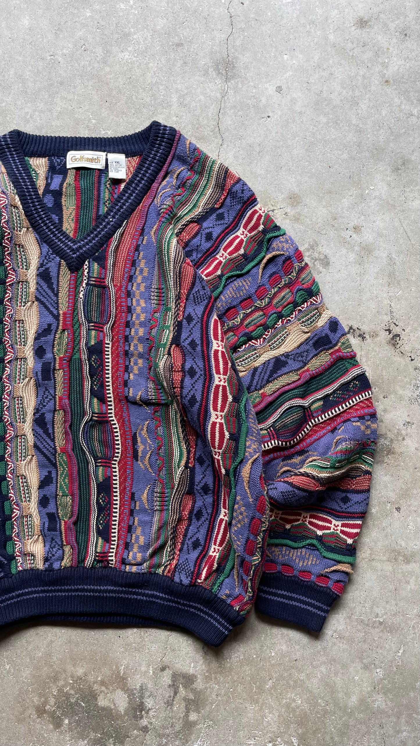 1990S 3D PATTERNED KNIT SWEATER - XXL