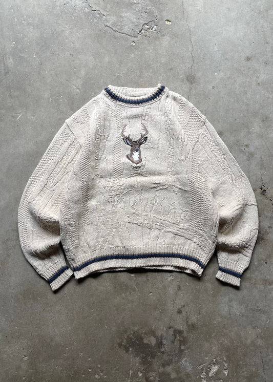 2000S DEER SWEATER CREAM - L