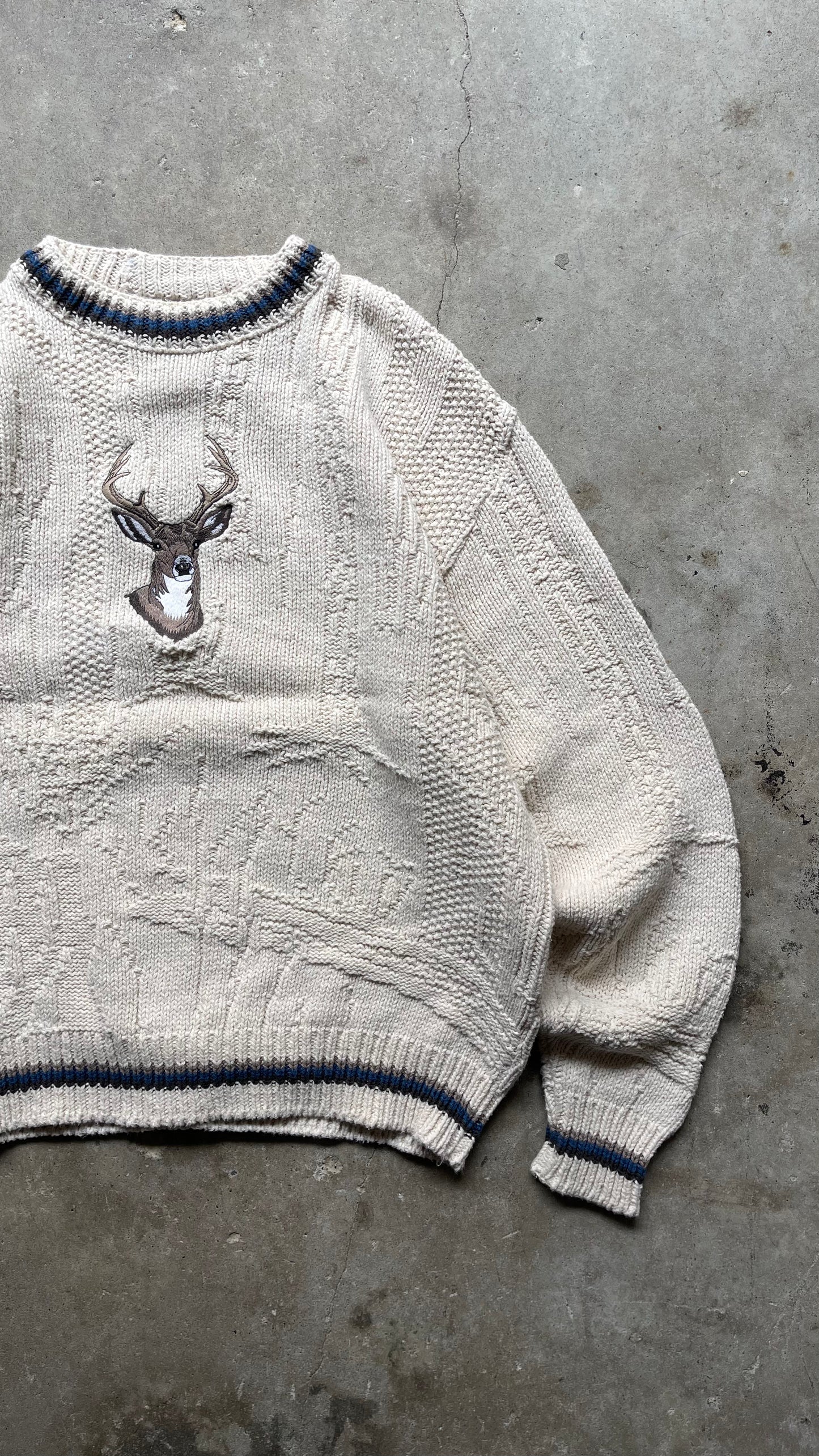2000S DEER SWEATER CREAM - L