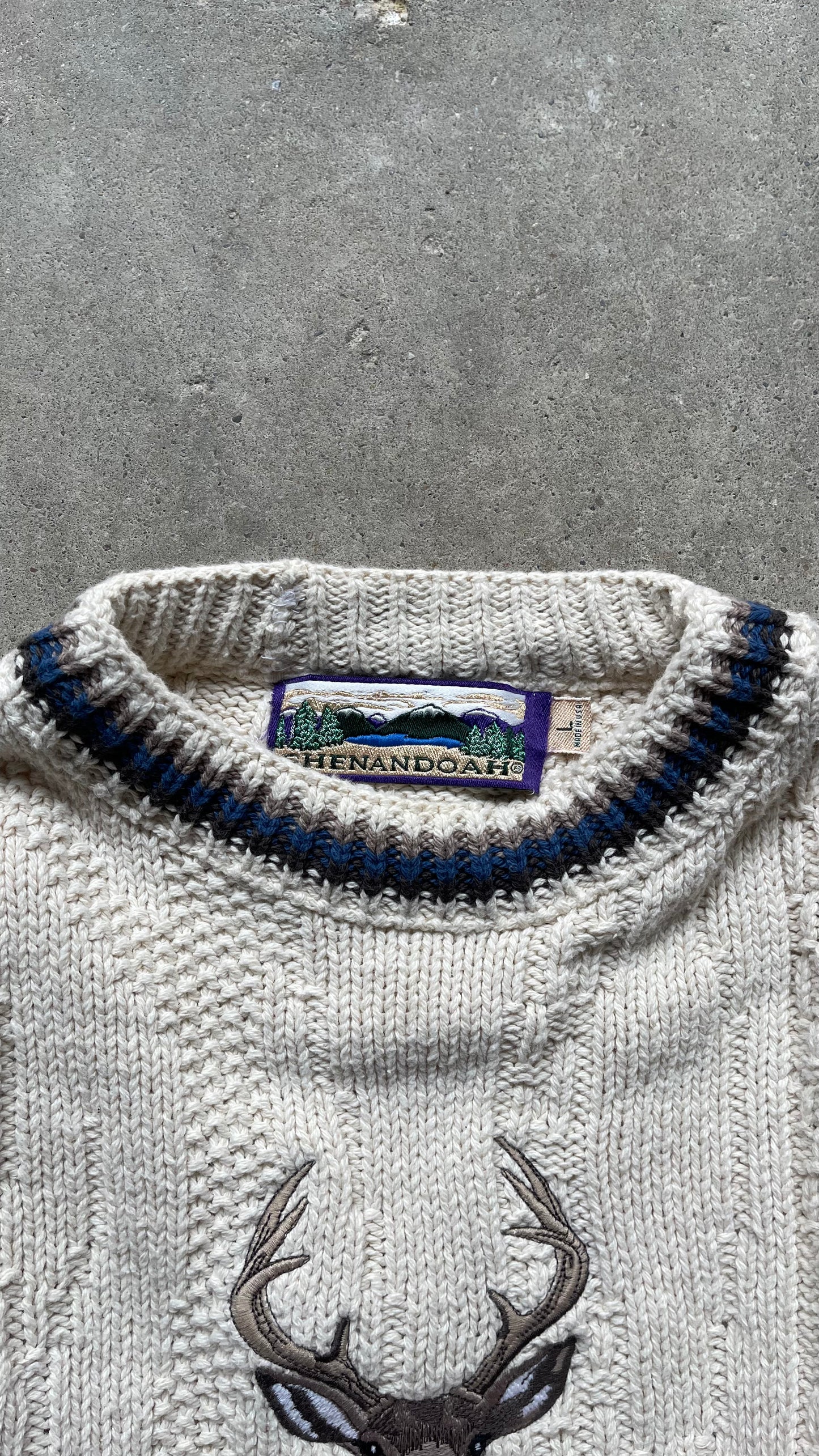 2000S DEER SWEATER CREAM - L