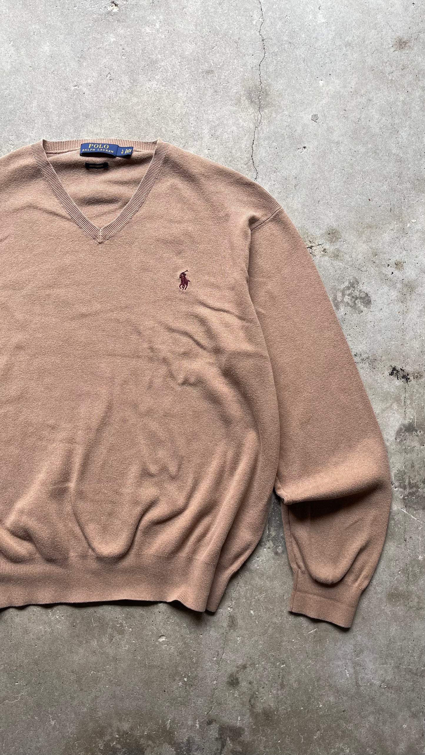 2000S POLO RALPH LAUREN KNIT SWEATER BEIGE - L
