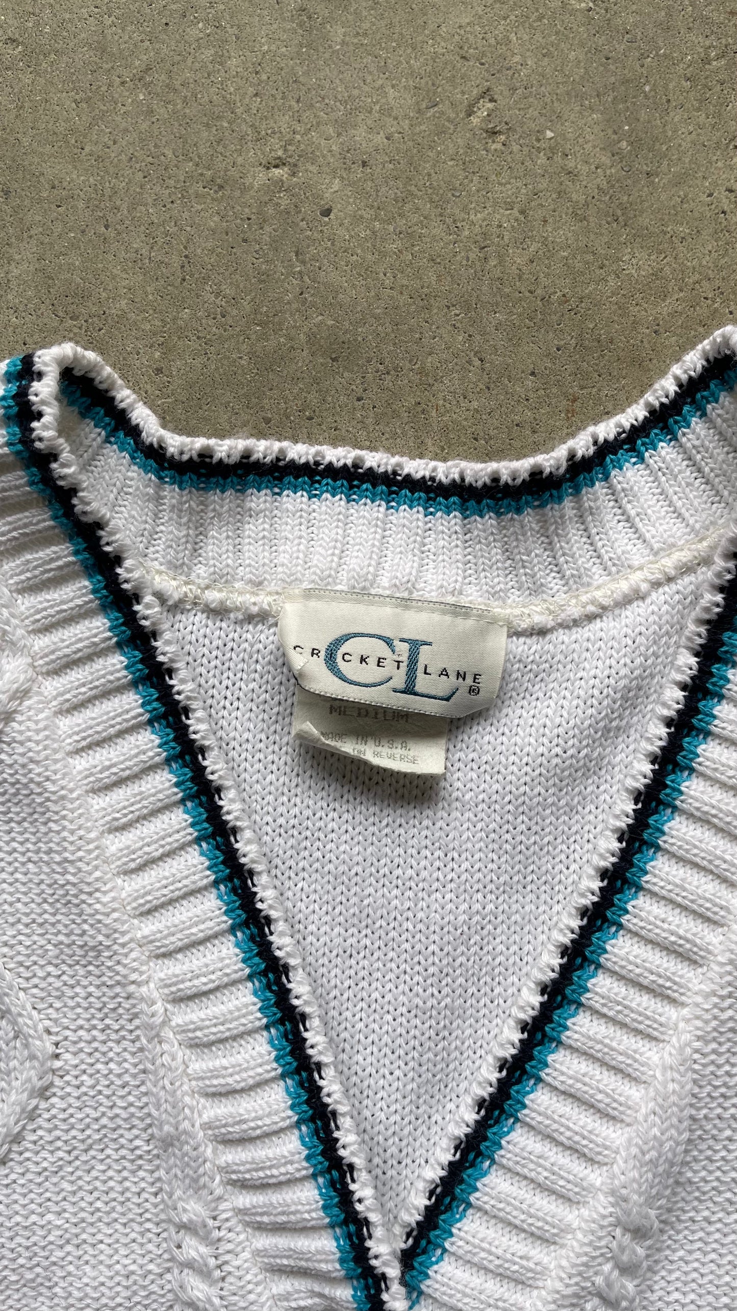 1990S CABLE KNIT VEST WHITE - M