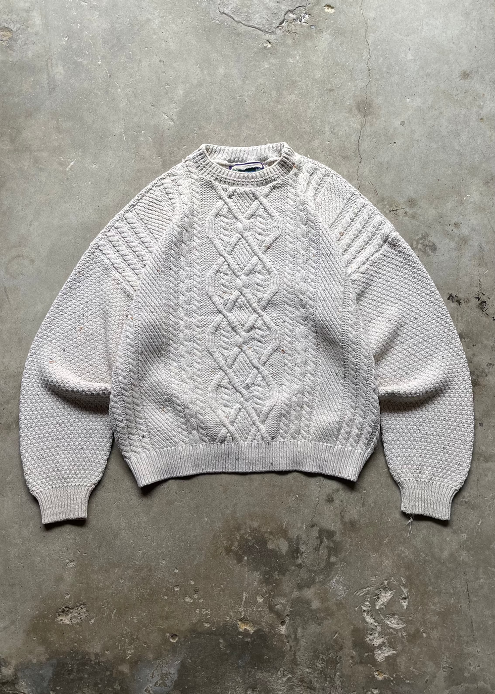 1990S CABLE KNIT SWEATER OAT - XL