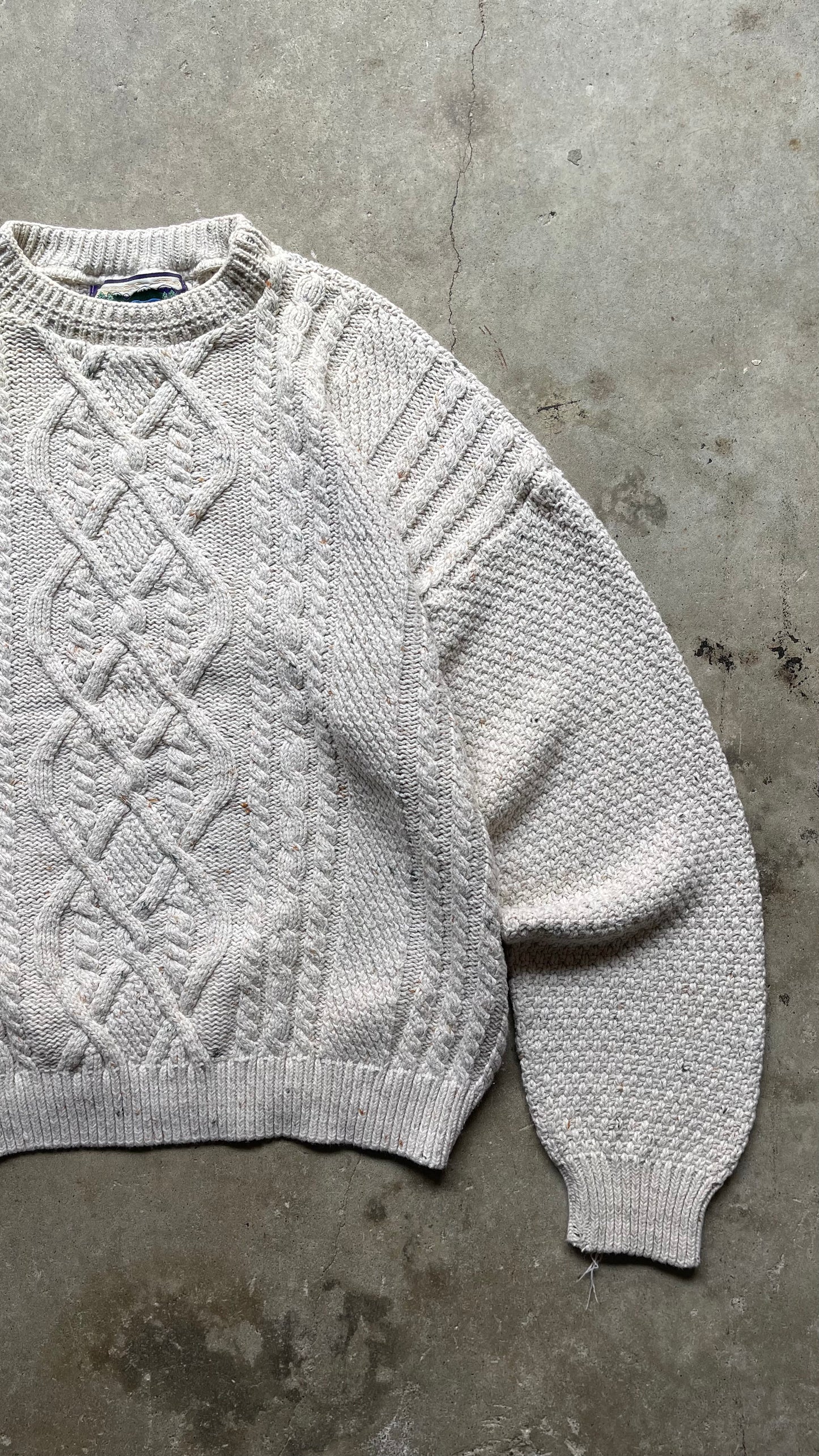 1990S CABLE KNIT SWEATER OAT - XL