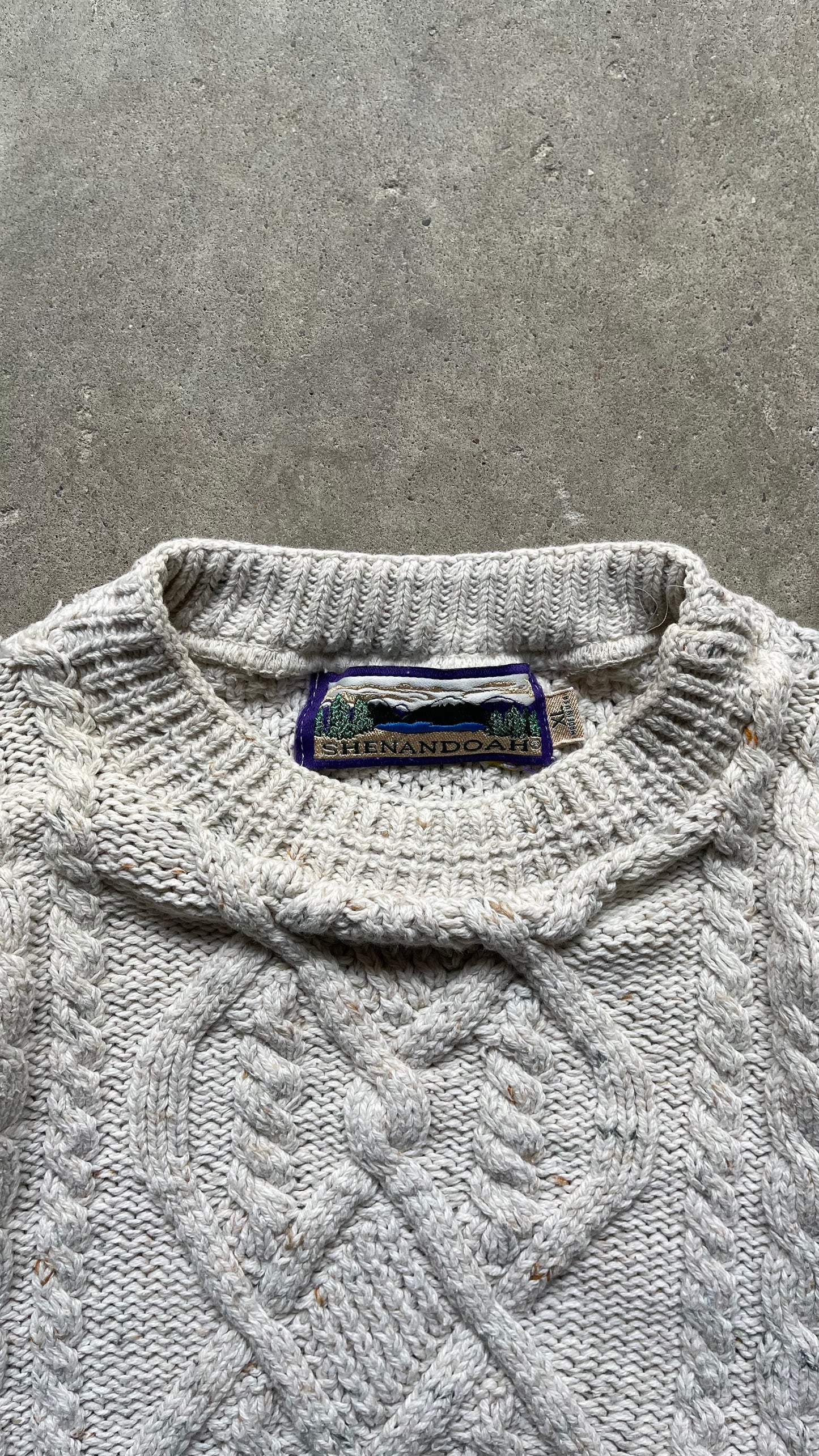 1990S CABLE KNIT SWEATER OAT - XL