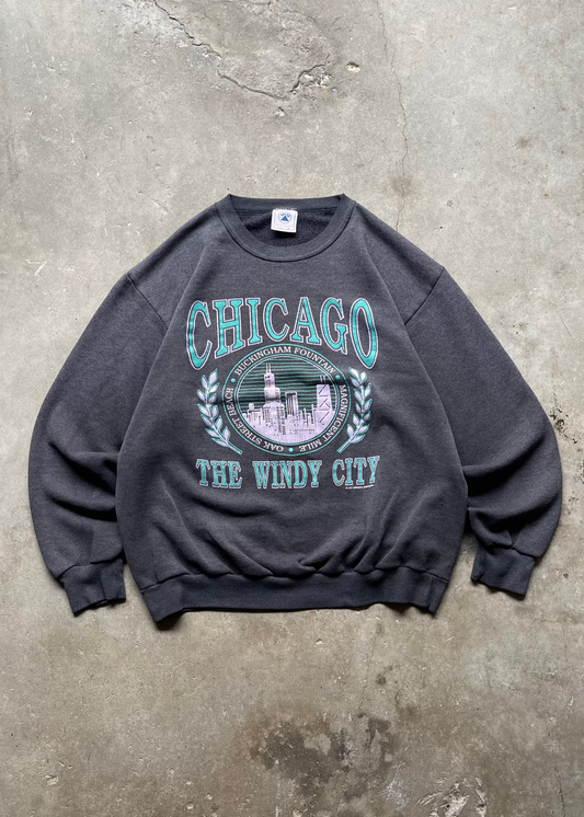 1990S CHICAGO "THE WINDY CITY" SWEATSHIRT BLACK - XL