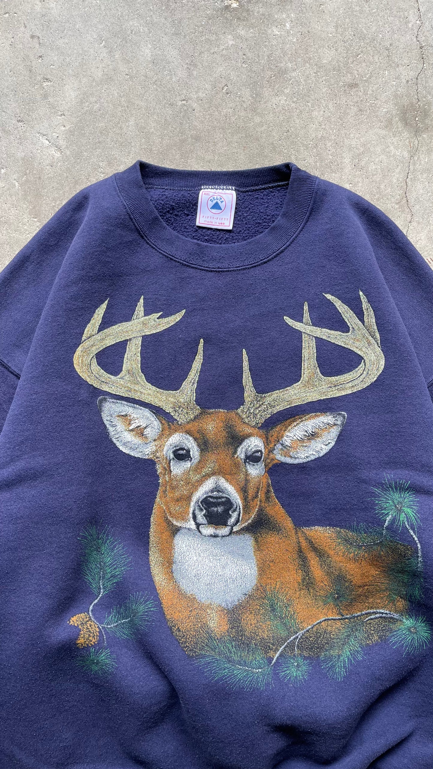 2000S DEER SWEATSHIRT NAVY - XXL