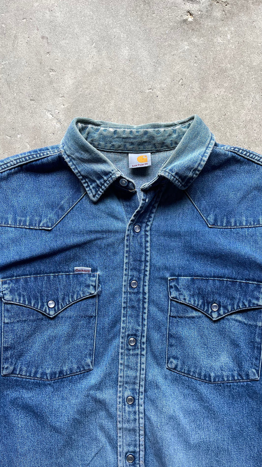 1990S CARHARTT DENIM BUTTON UP - L