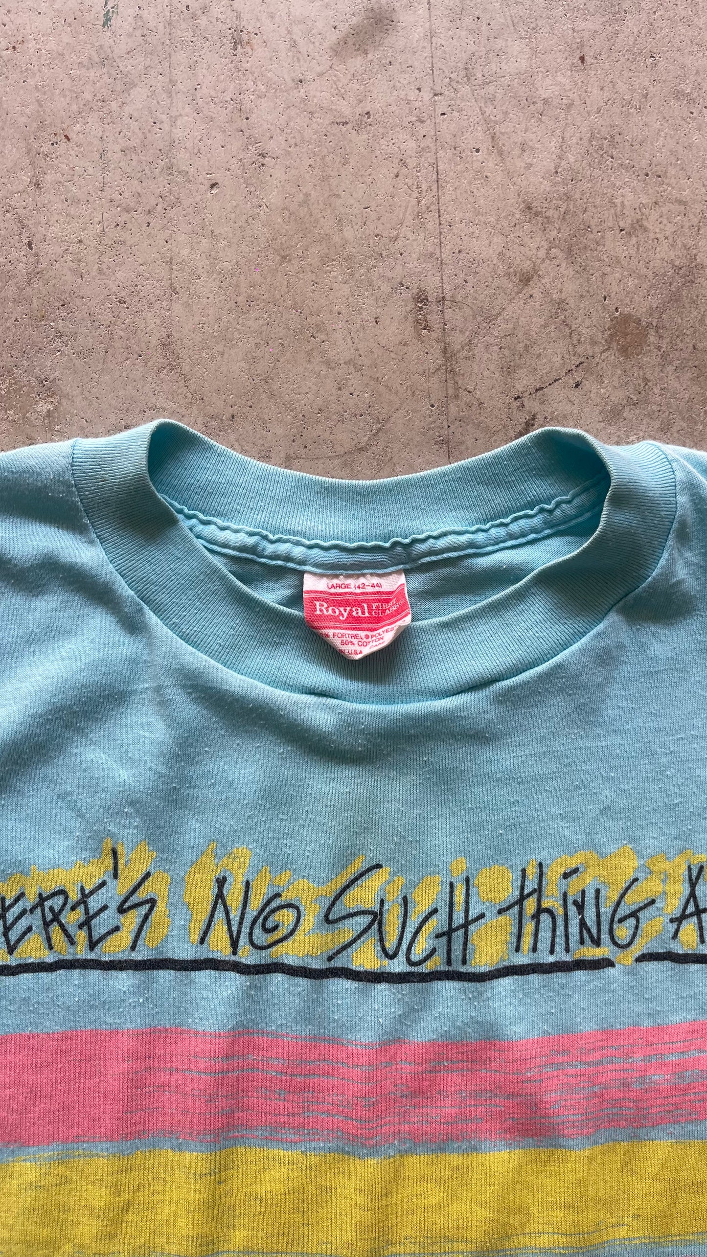 1980S "BEACH" TEAL TEE - L