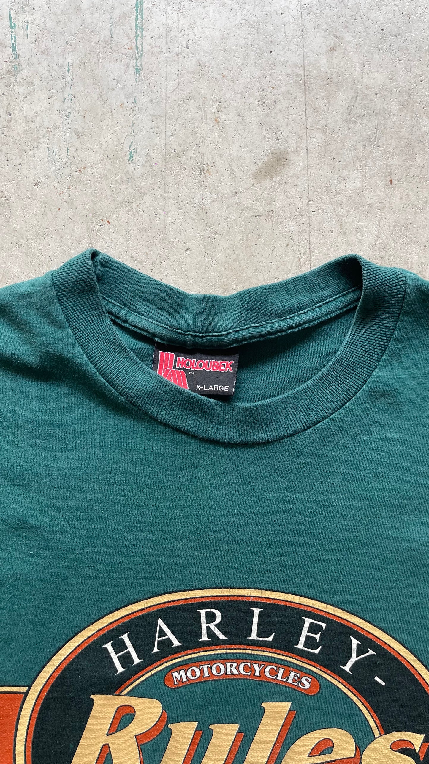 1990S HARLEY DAVIDSON GREEN TEE - XL