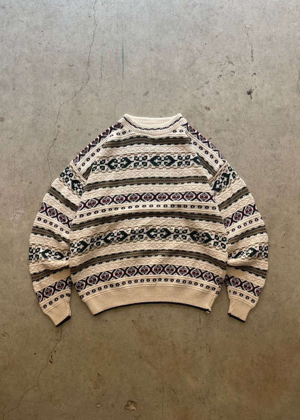 1990S PATTERNED SWEATER CREAM - M