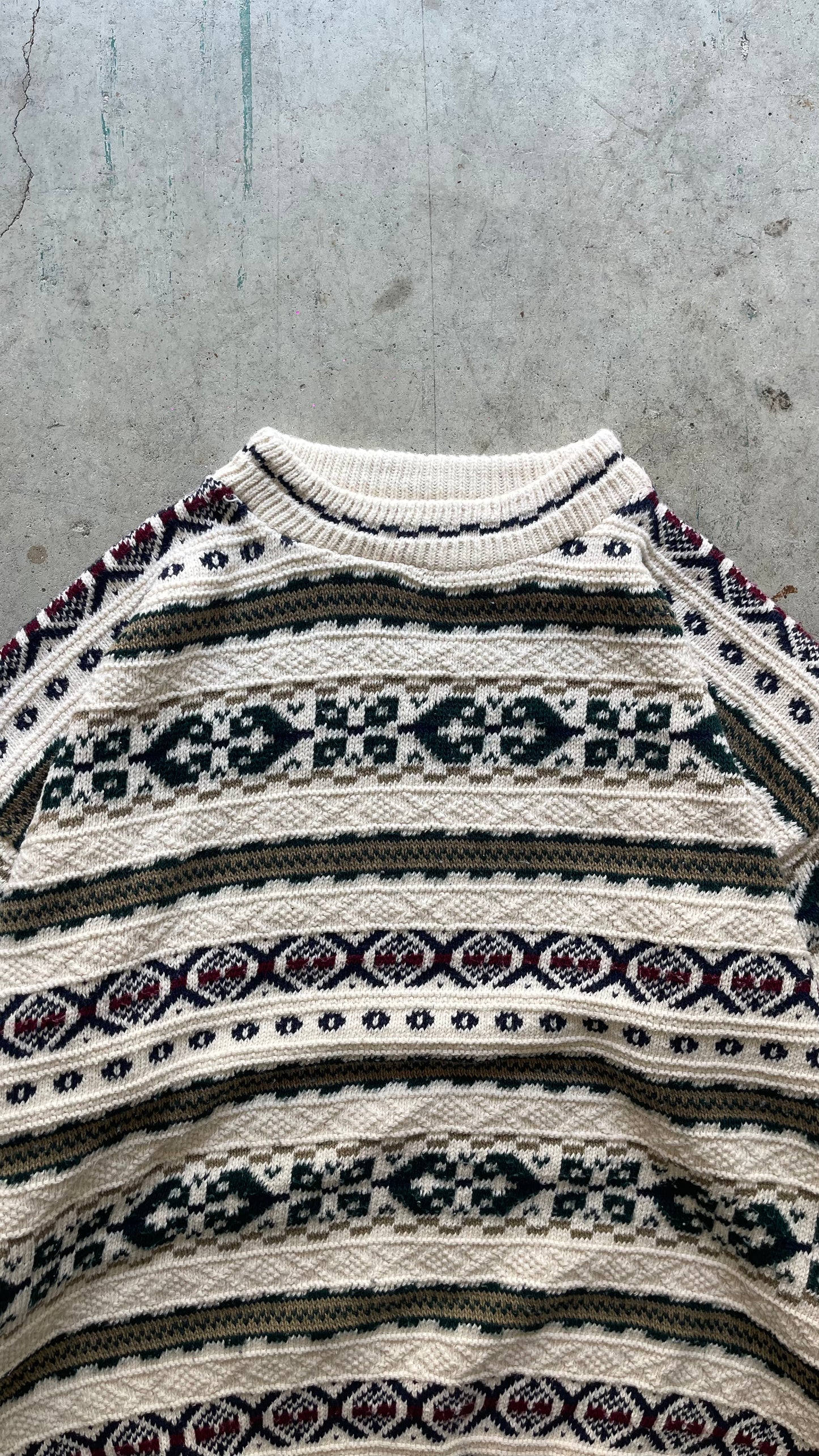 1990S PATTERNED SWEATER CREAM - M