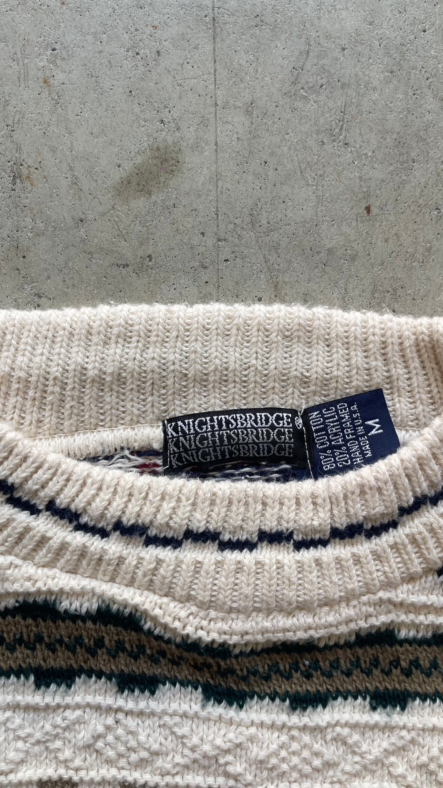 1990S PATTERNED SWEATER CREAM - M