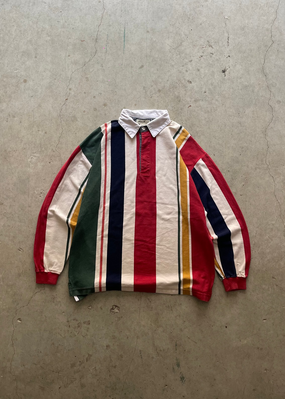 2000S EDDIE BAUER STRIPES RUGBY SWEATSHIRT - L