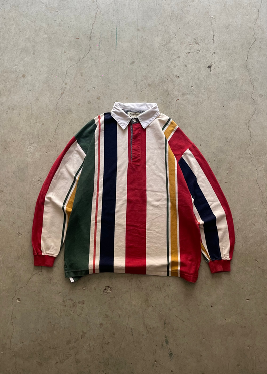 2000S EDDIE BAUER STRIPES RUGBY SWEATSHIRT - L