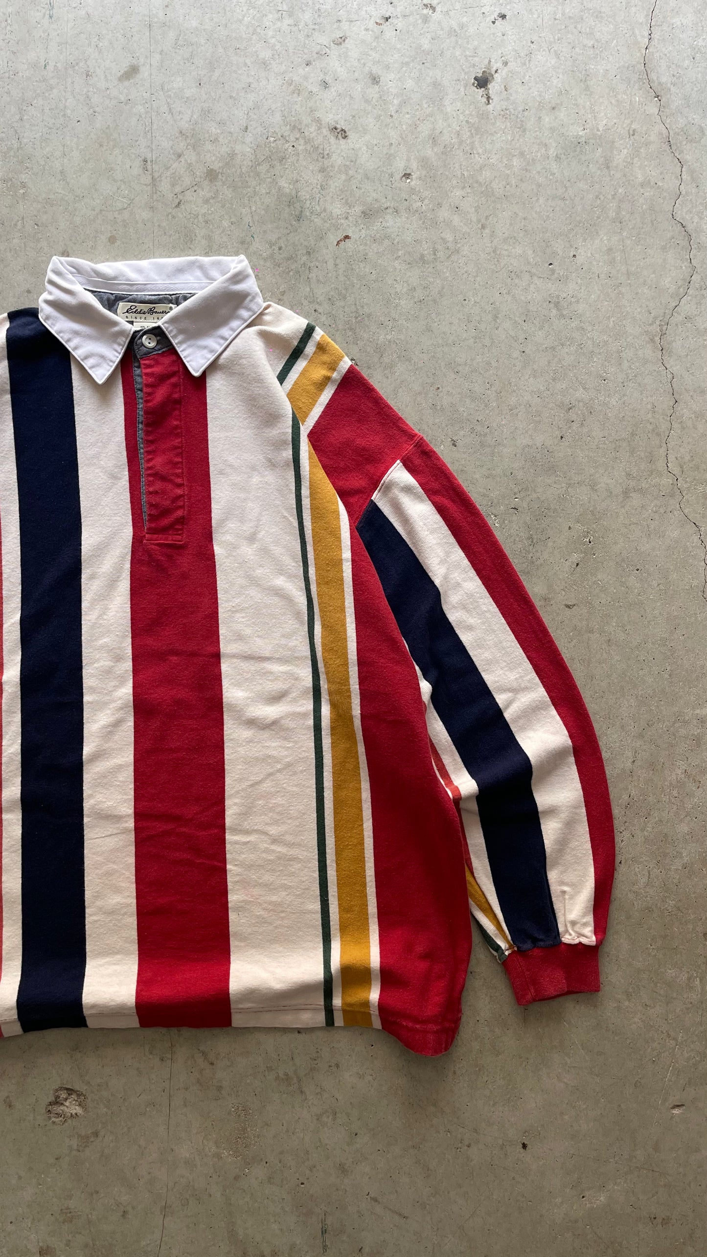 2000S EDDIE BAUER STRIPES RUGBY SWEATSHIRT - L